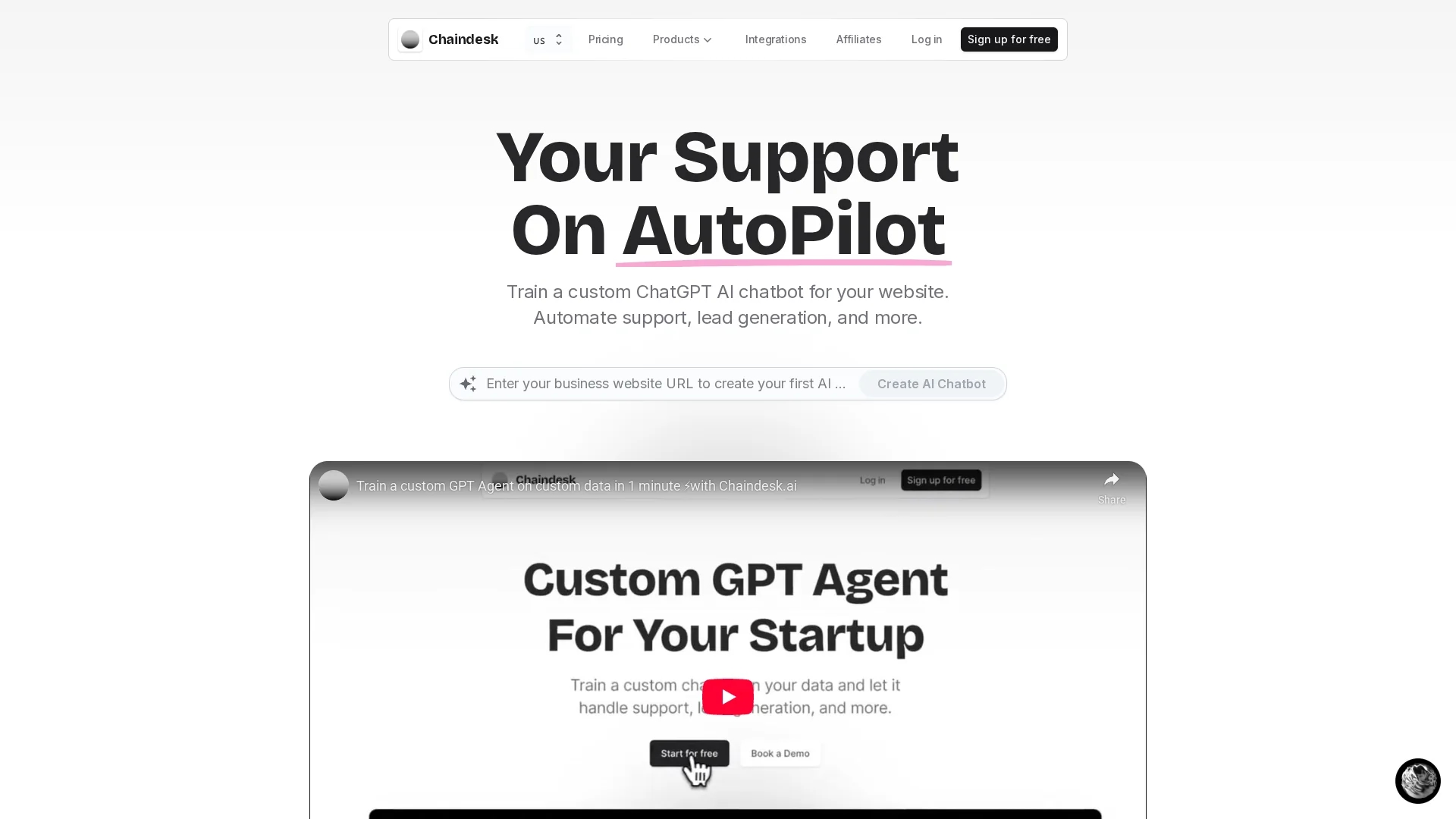 chaindesk-ai homepage