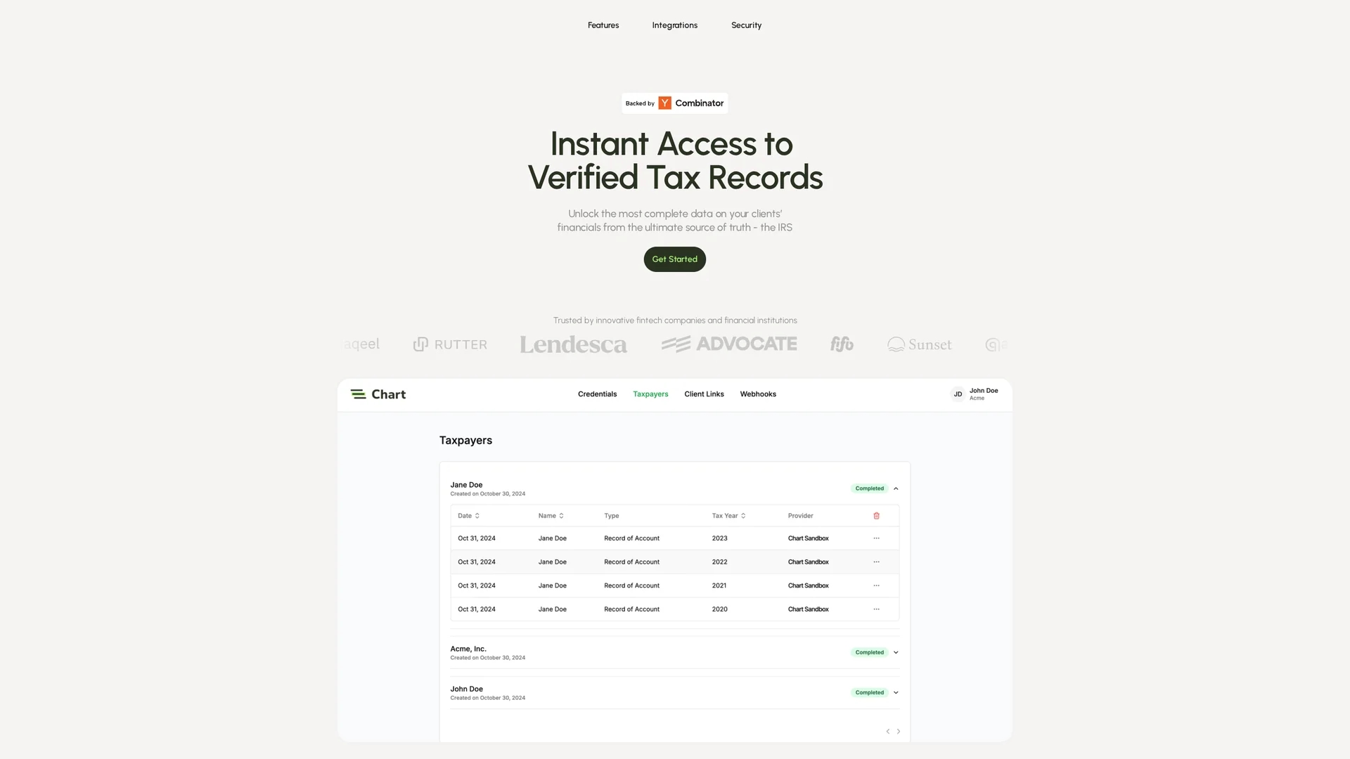 chart homepage