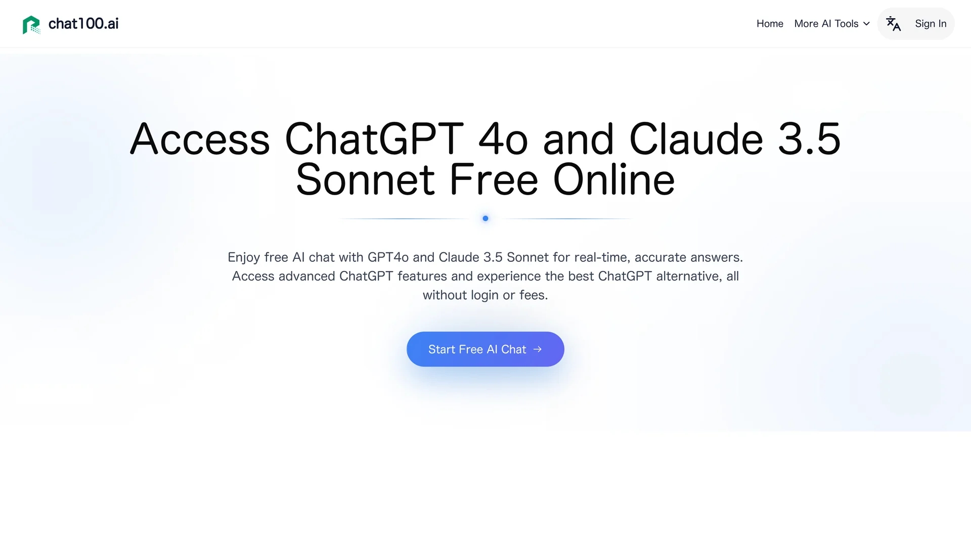 chat100-ai homepage