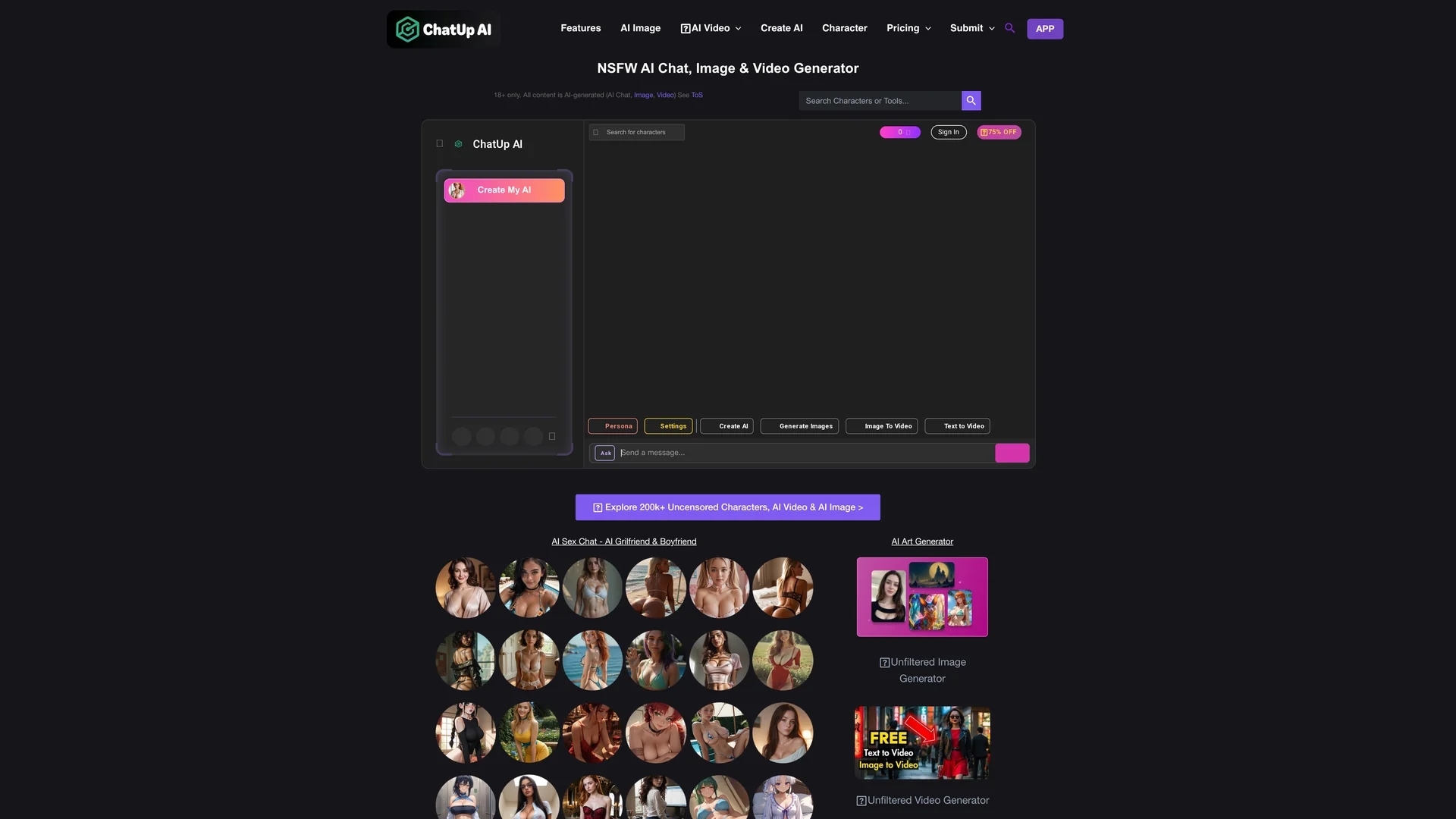 chatup-ai homepage