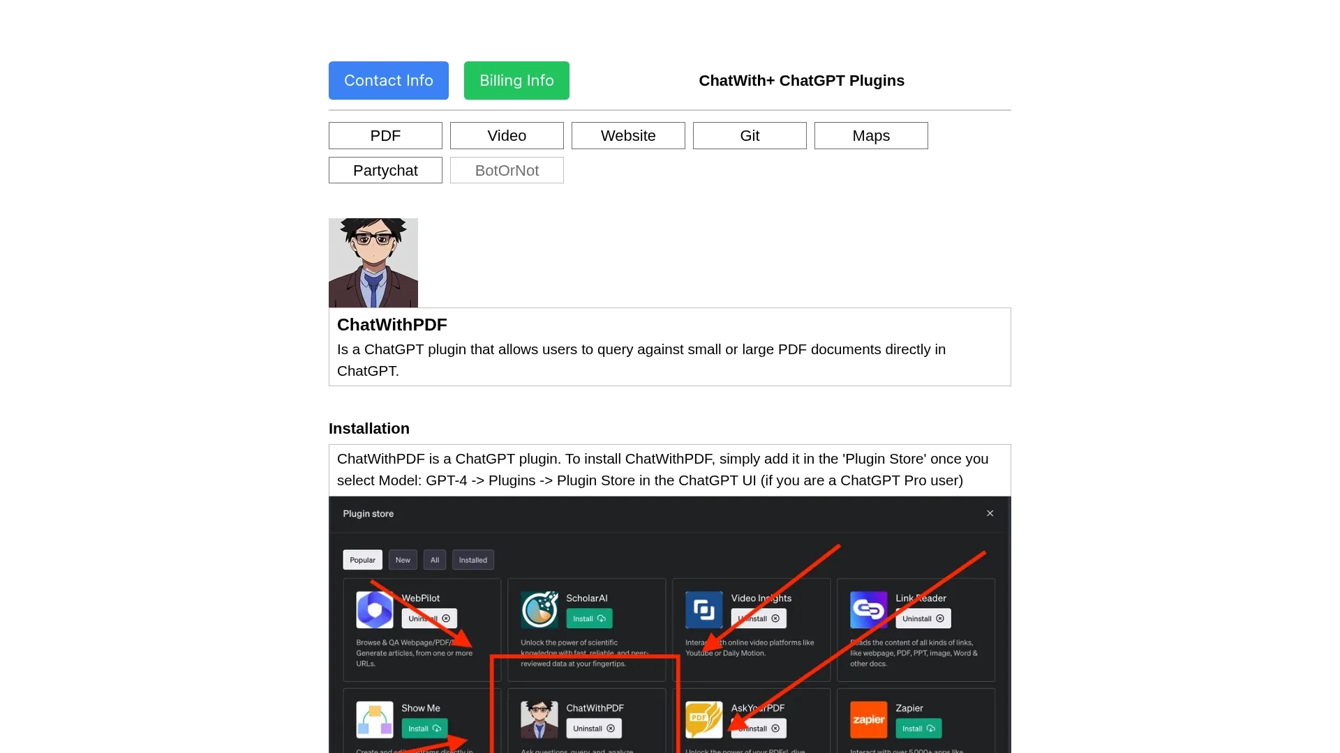 chatwithpdf homepage