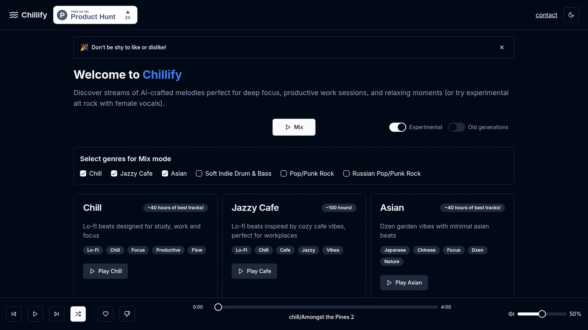 chillify homepage