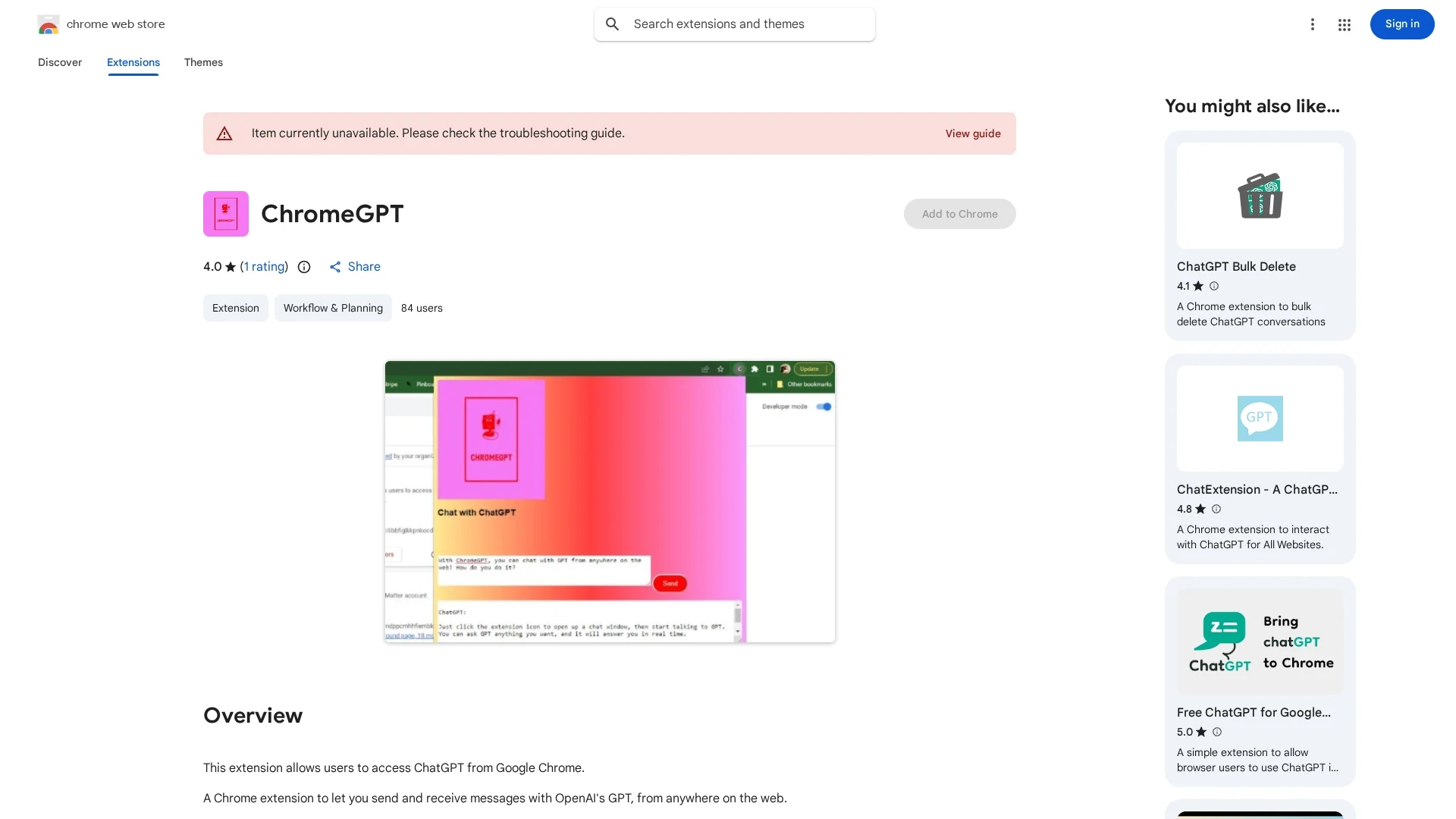 chromegpt homepage