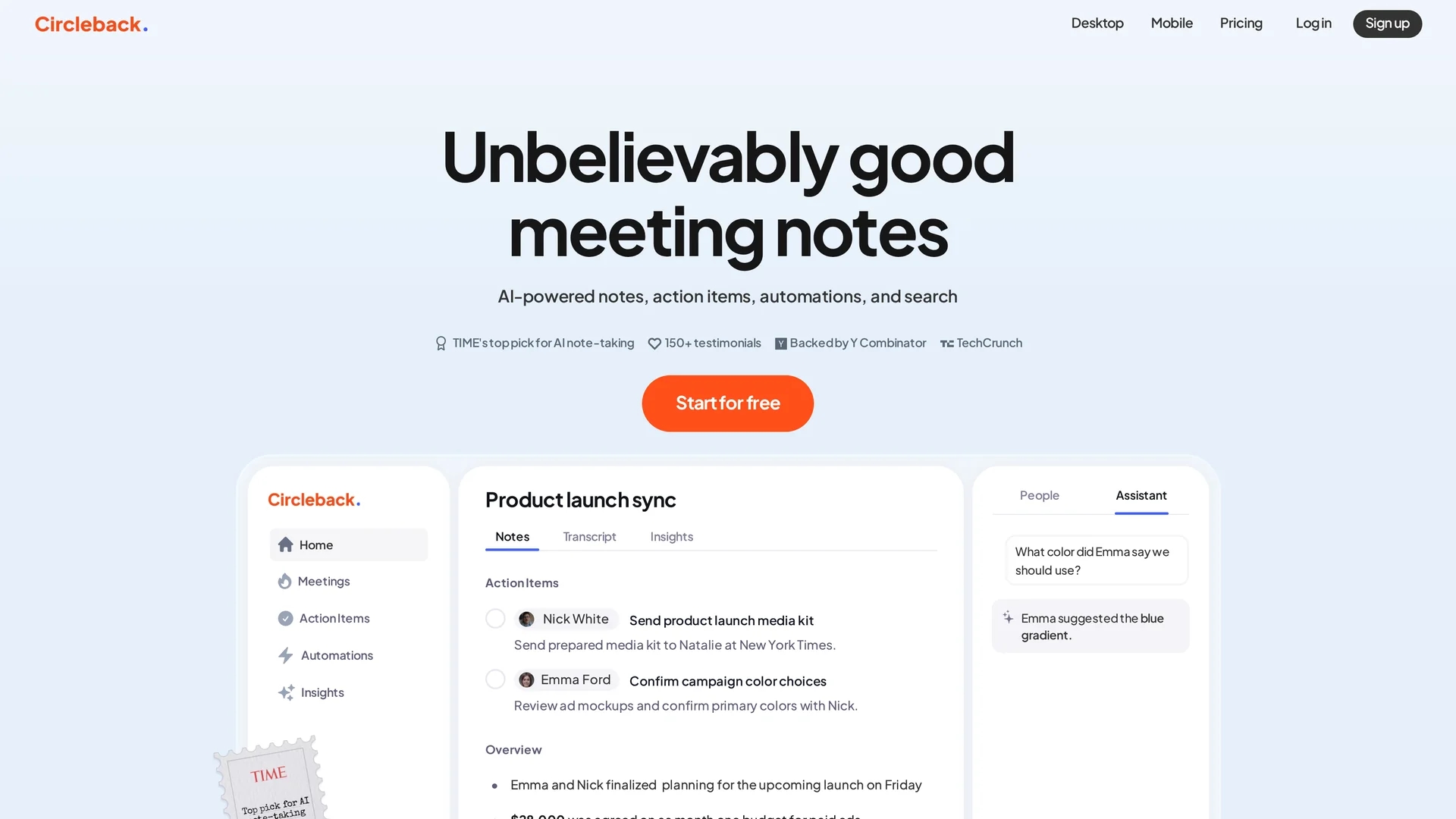 circleback homepage