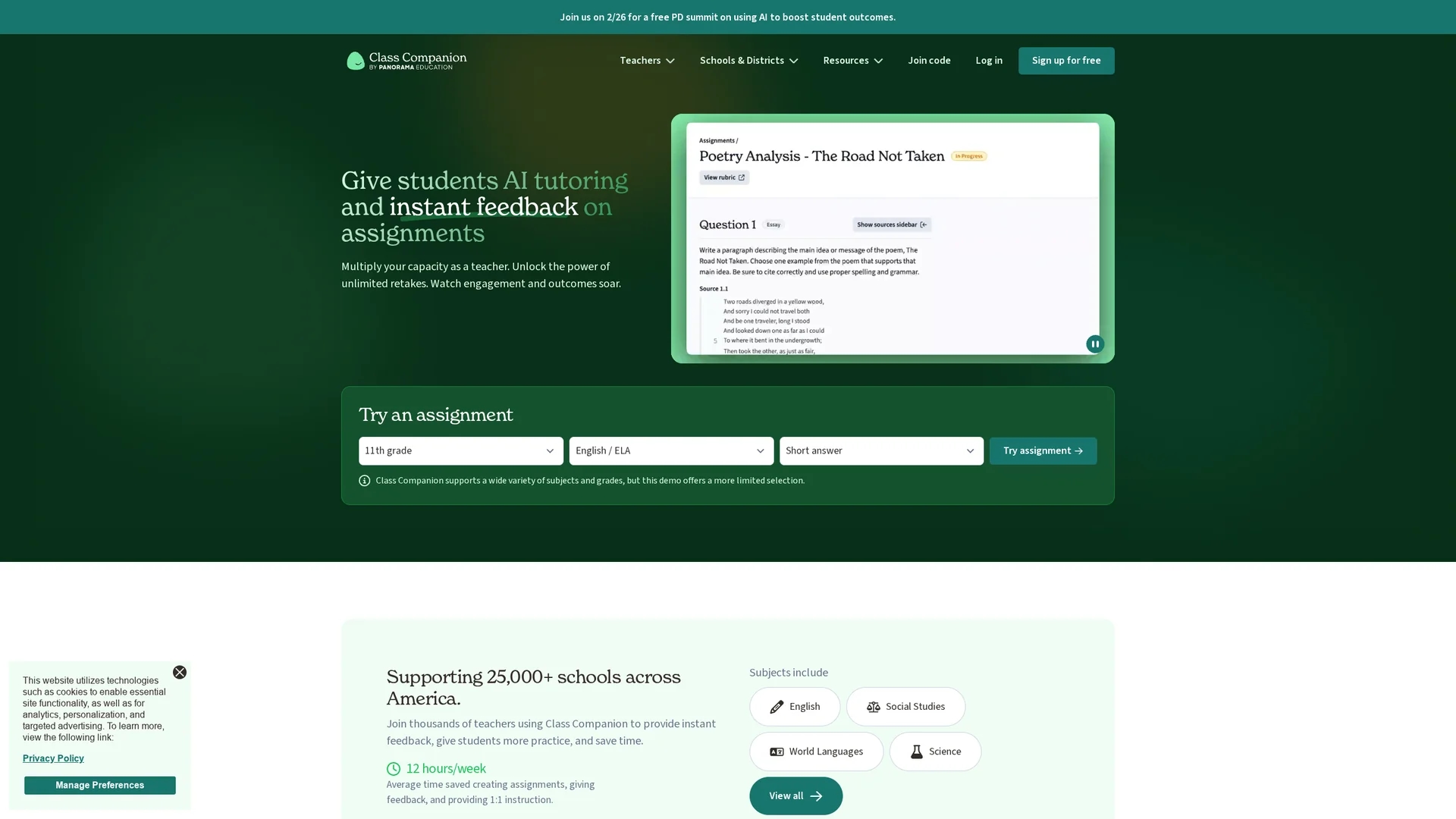 class-companion homepage