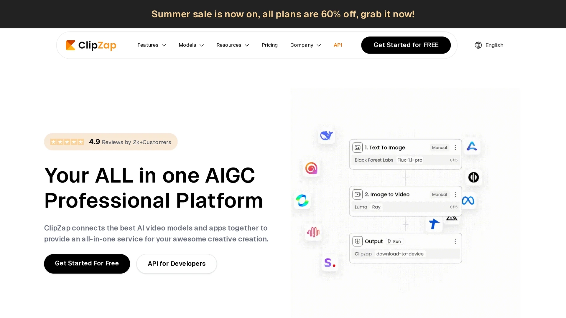 clipzap-ai homepage