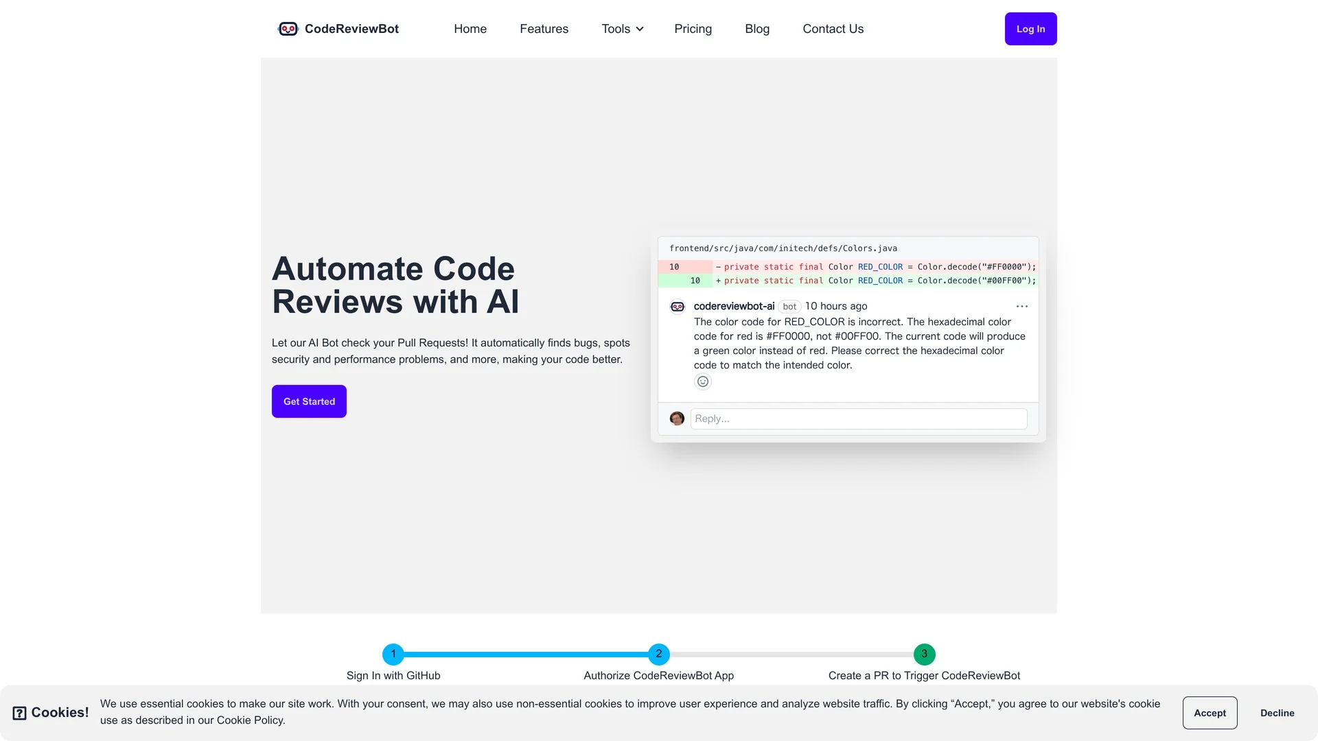 codereviewbot-ai homepage