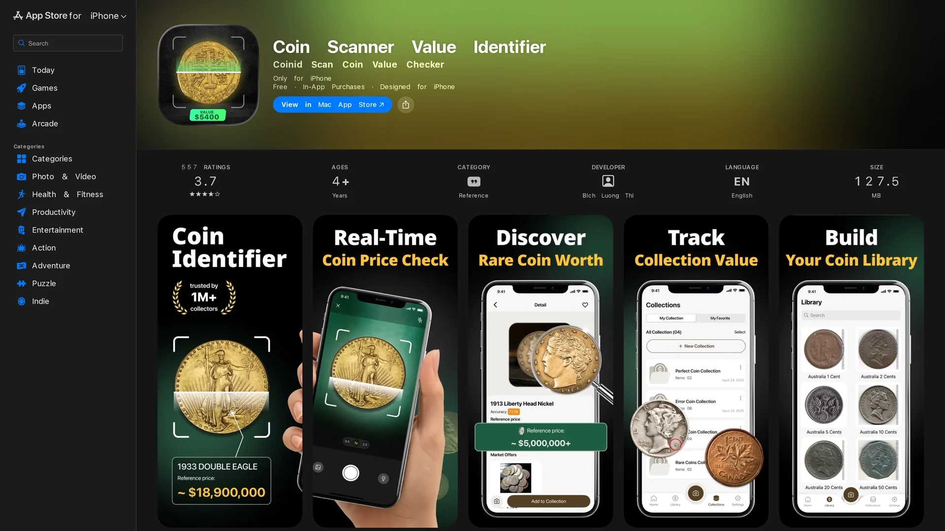 coin-identifier-coin-snap homepage