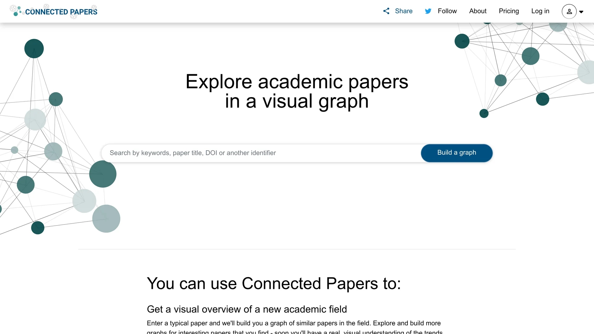 connected-papers homepage