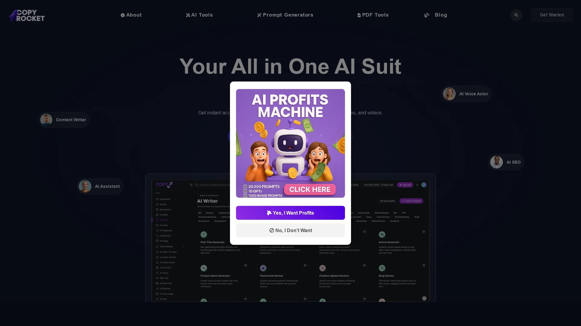 copyrocket-ai-assistant homepage