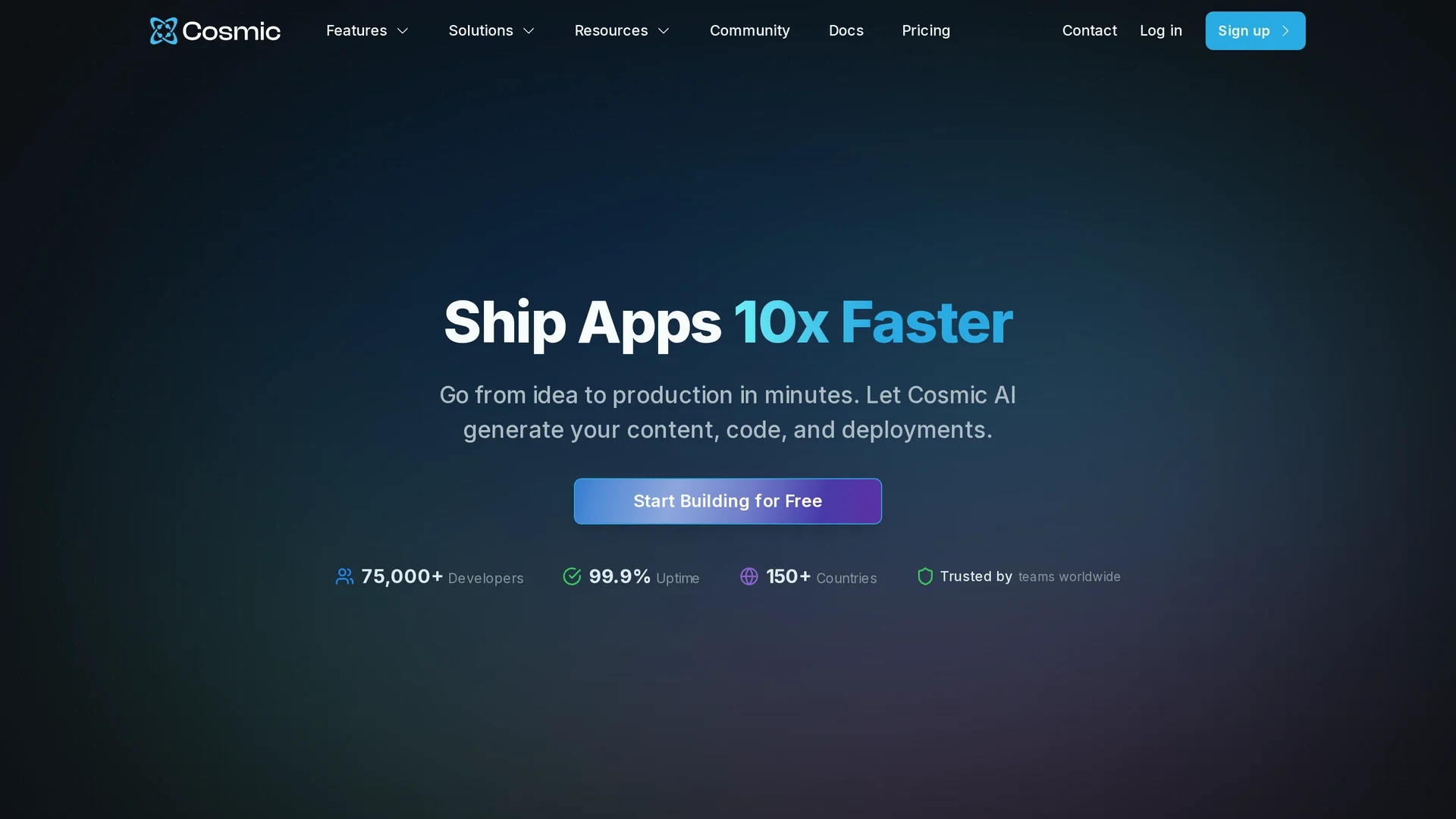 cosmicjs homepage