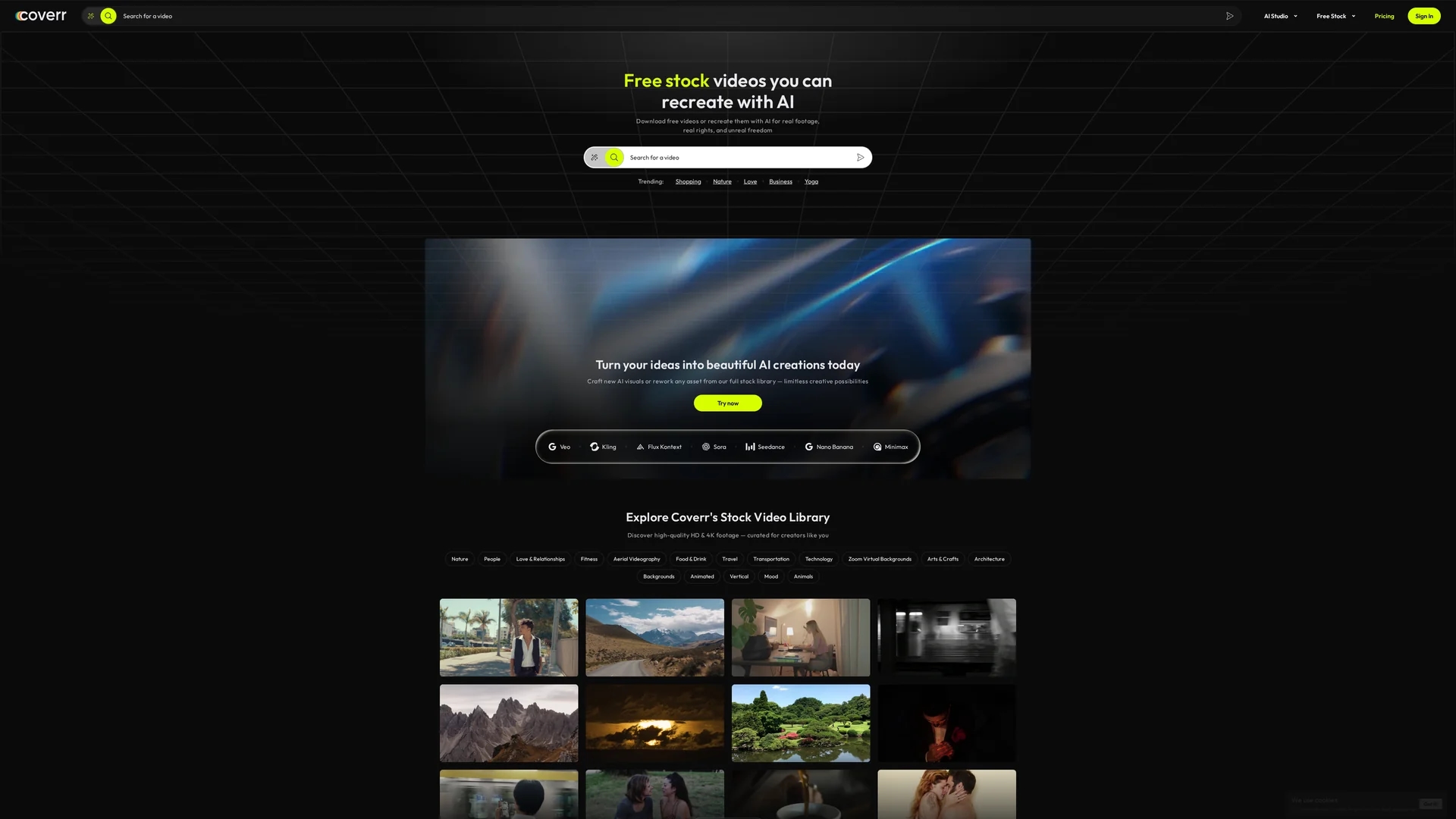 coverr homepage
