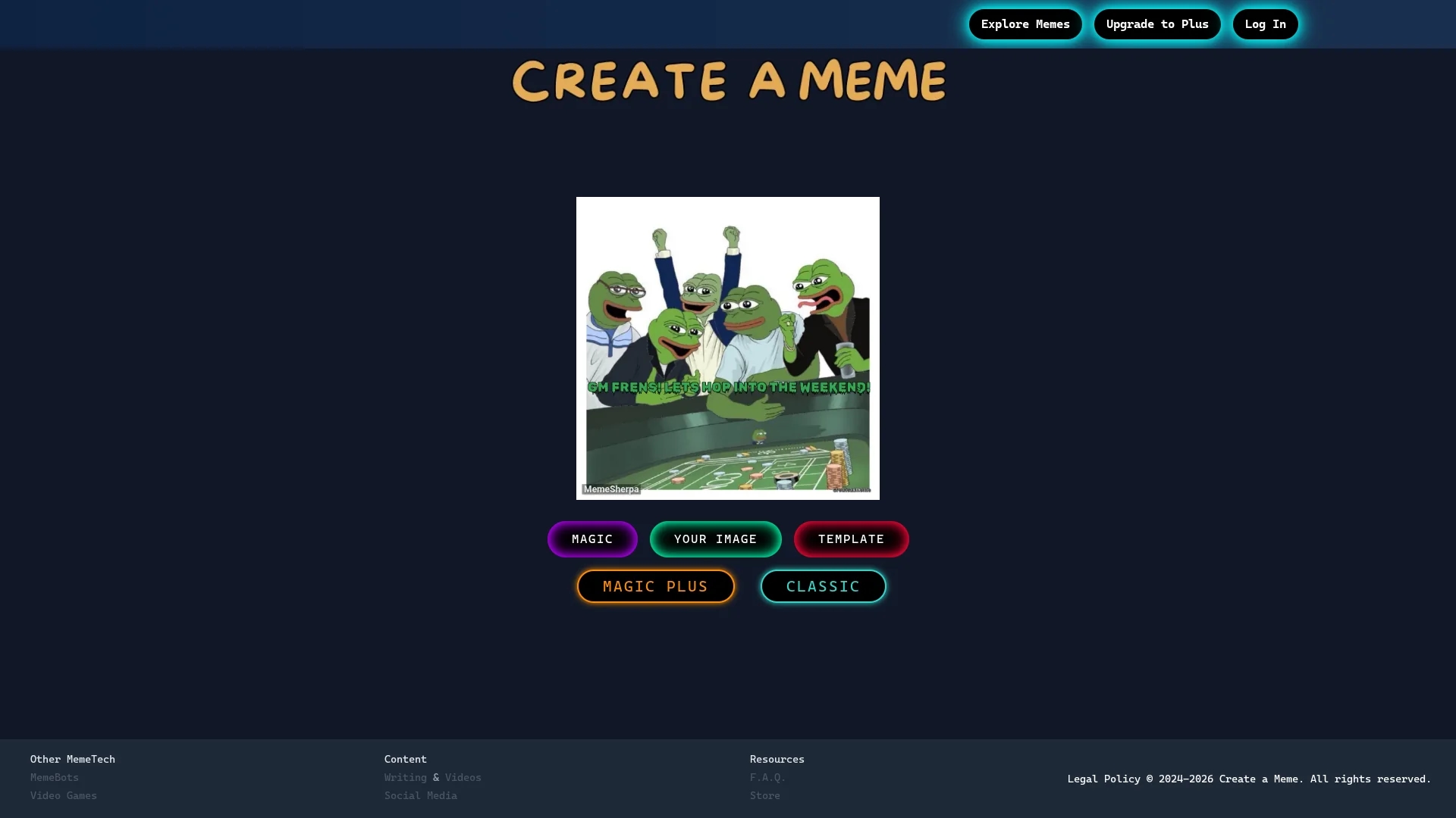 create-a-meme homepage