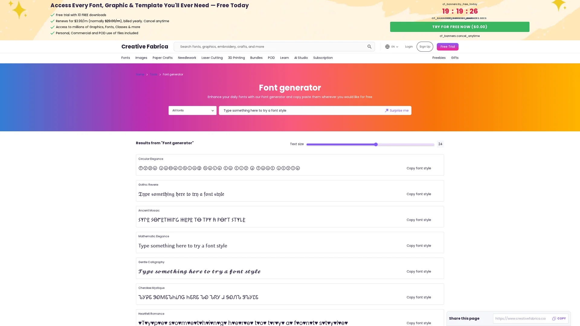 creative-fabrica homepage