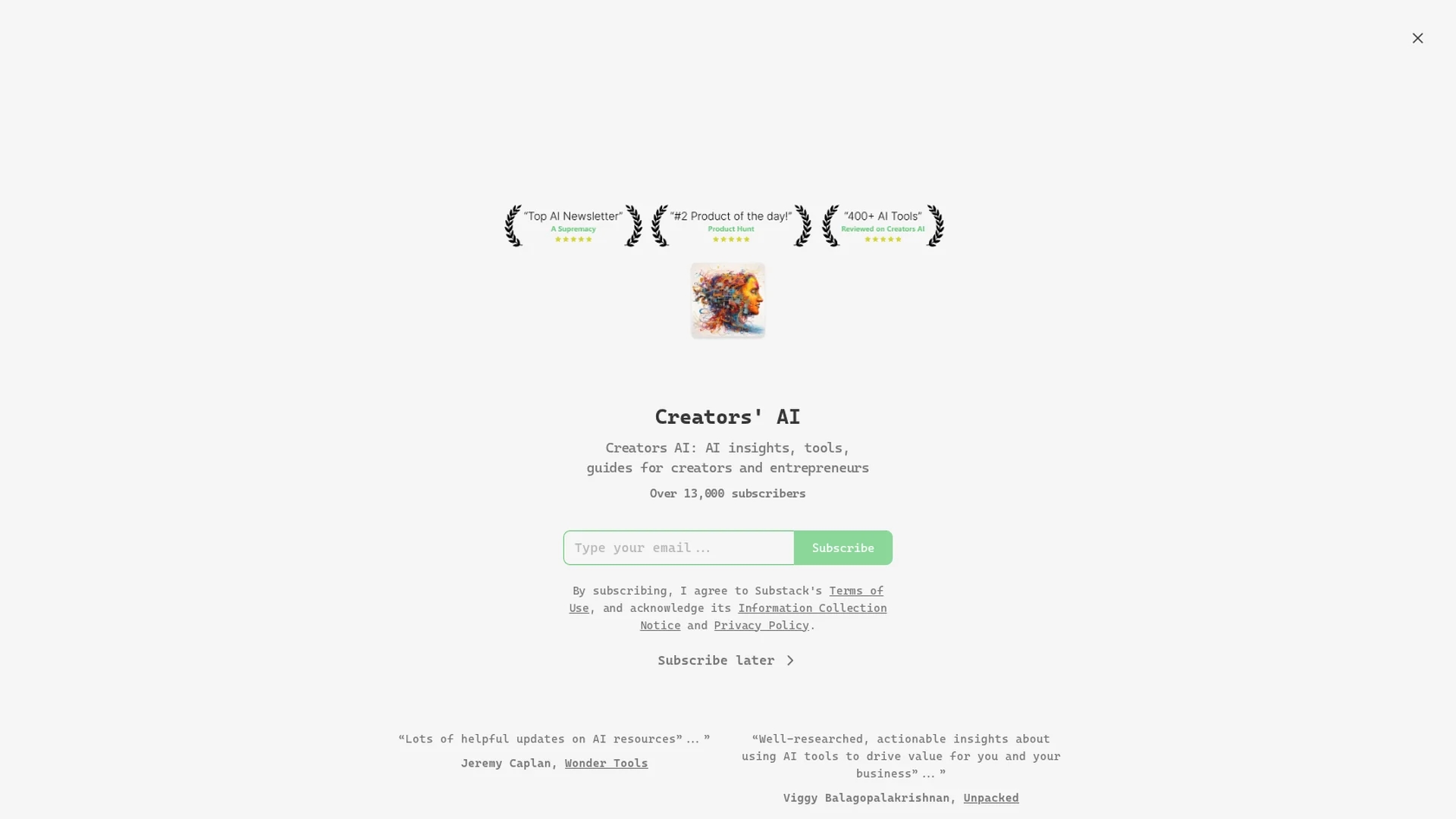 creators-ai homepage