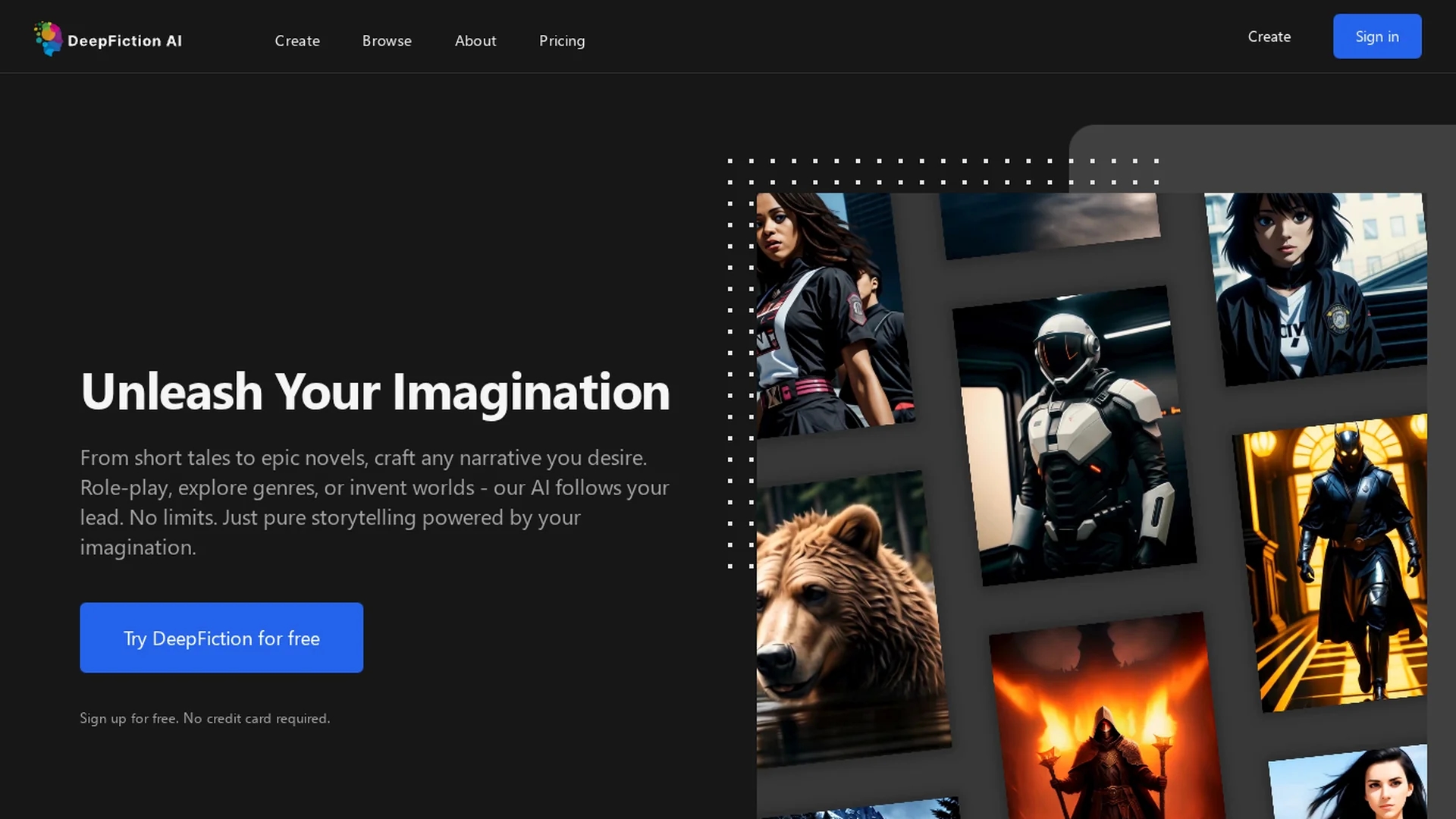 deepfiction homepage
