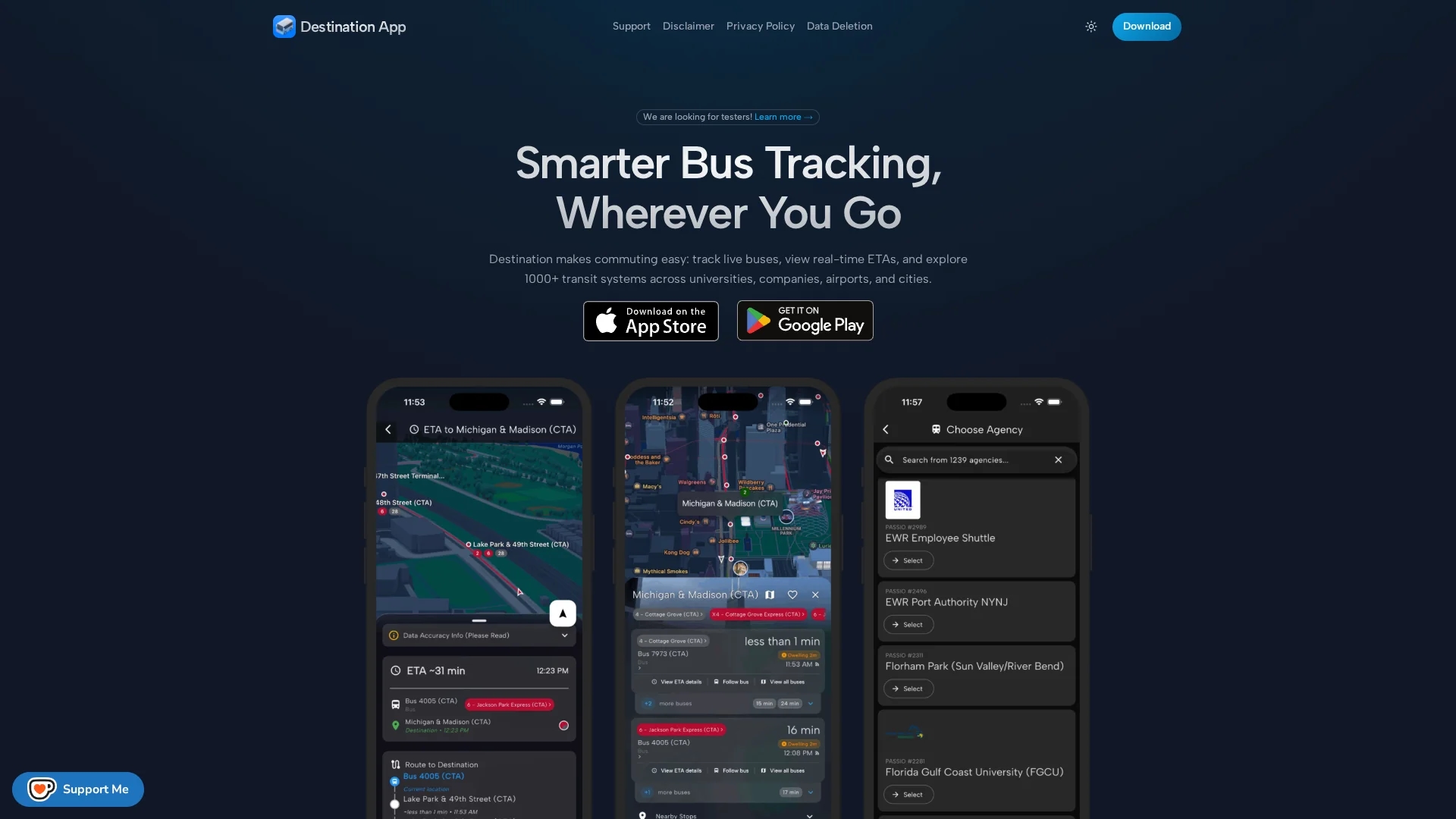 destination-app homepage