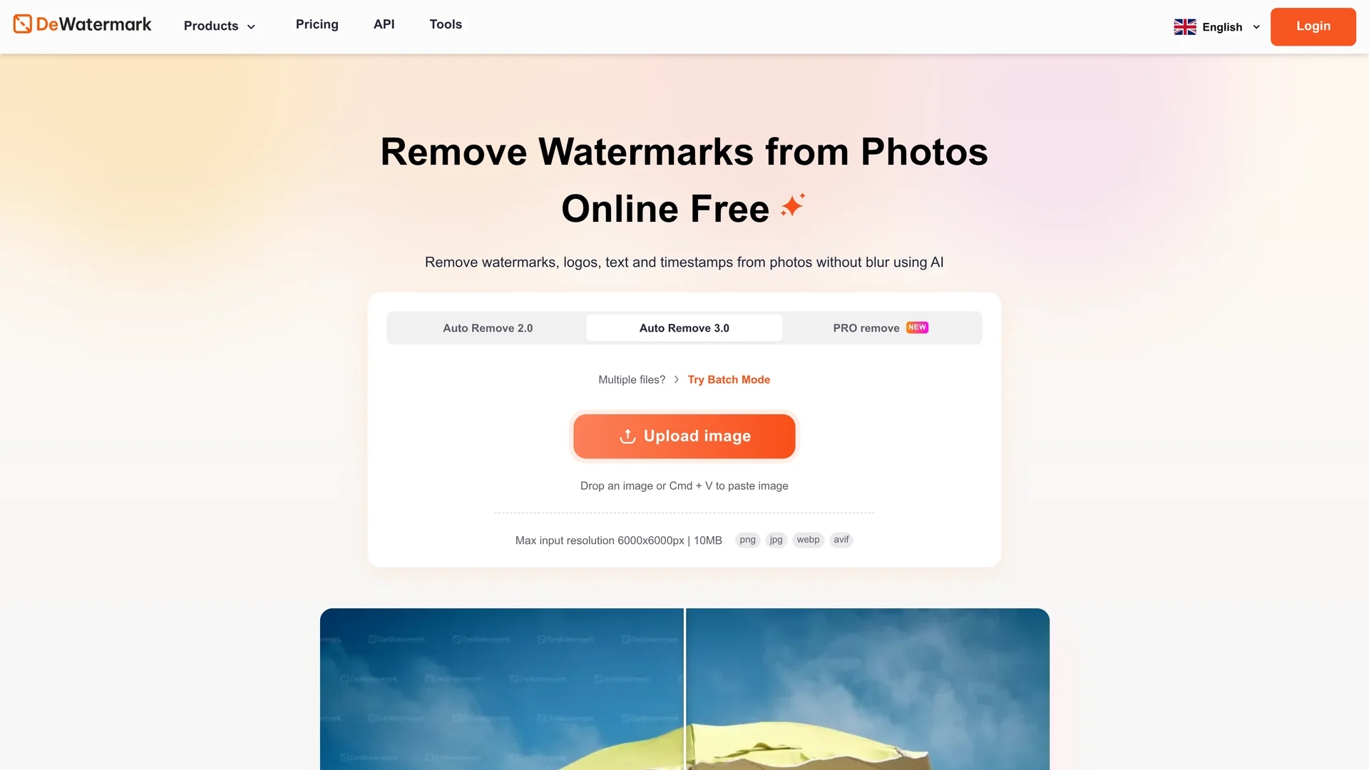 dewatermark-ai homepage