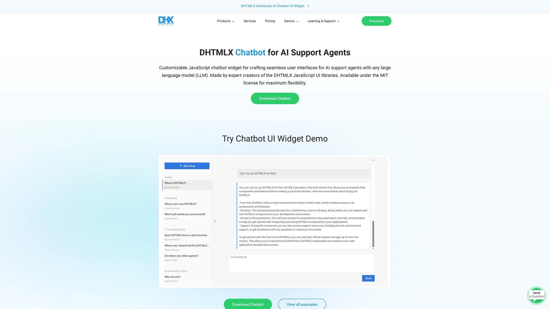dhtmlx-chatbot homepage