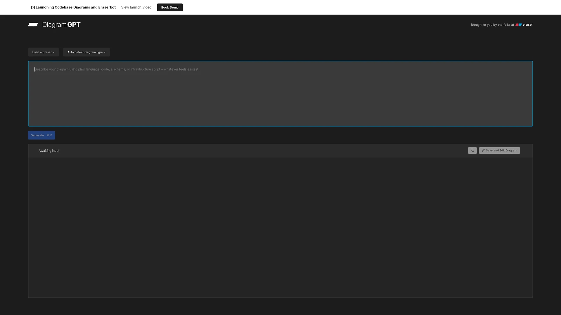 diagramgpt-by-eraser homepage