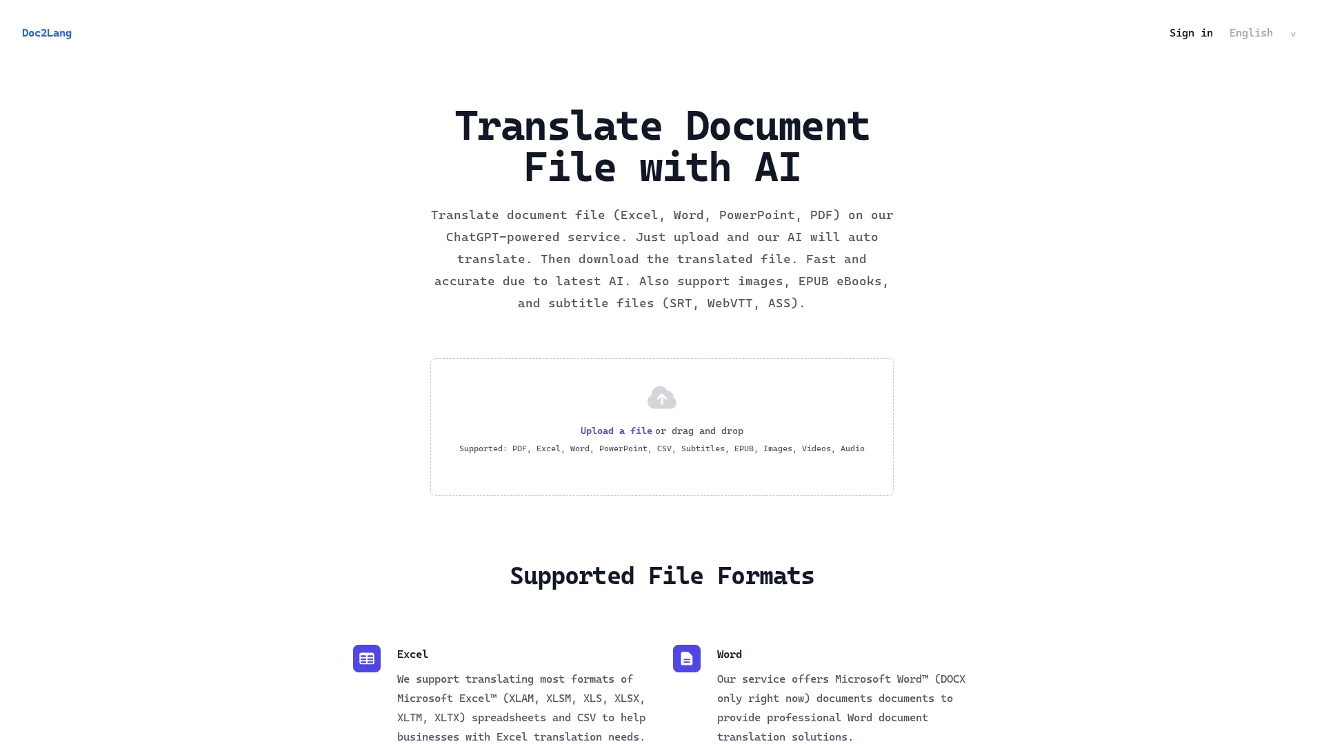 doc2lang homepage