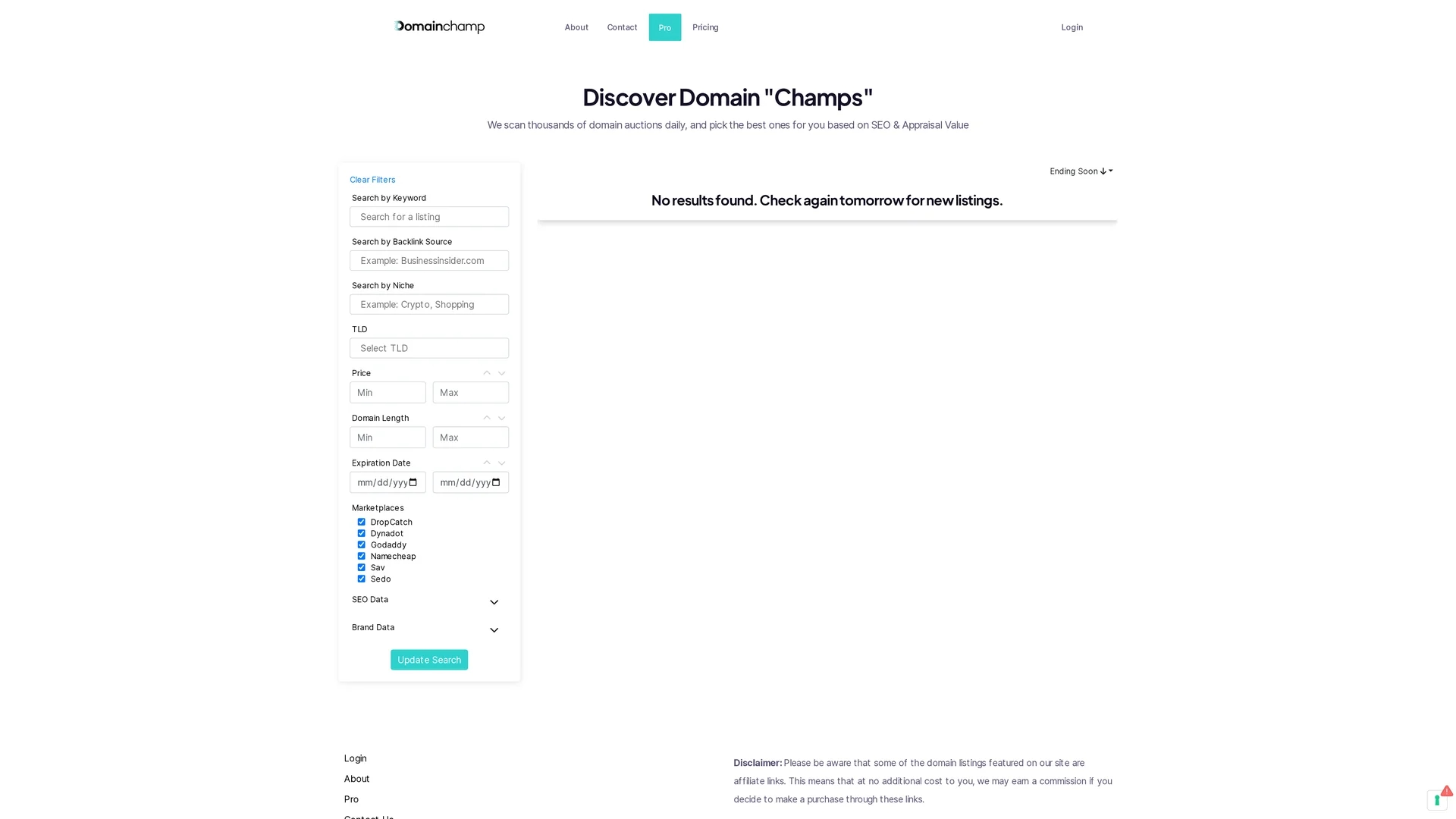 domainchamp-com homepage