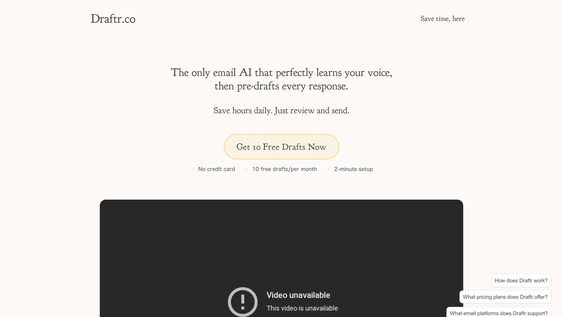 draftr homepage