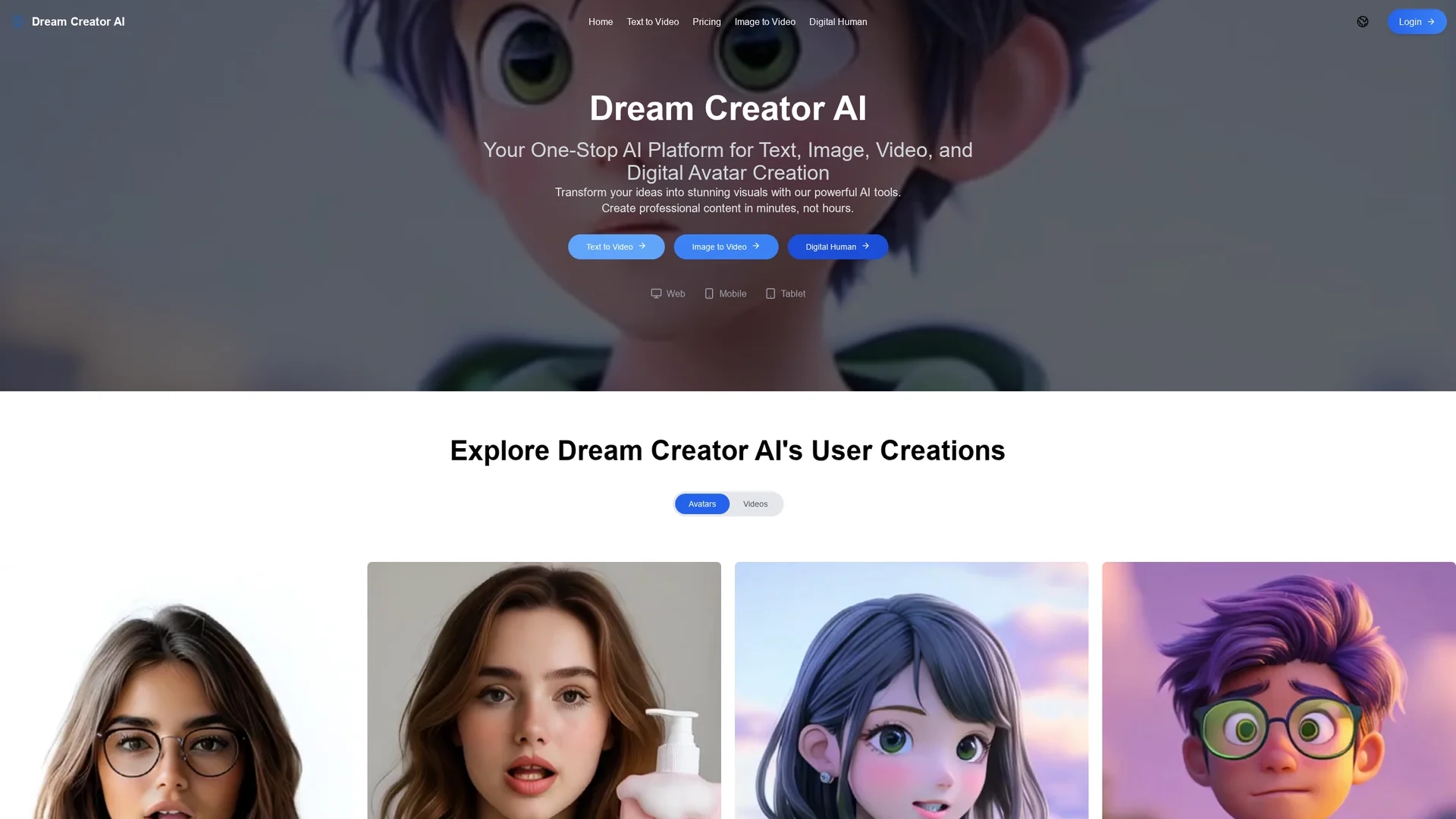 dreamcreator-ai homepage