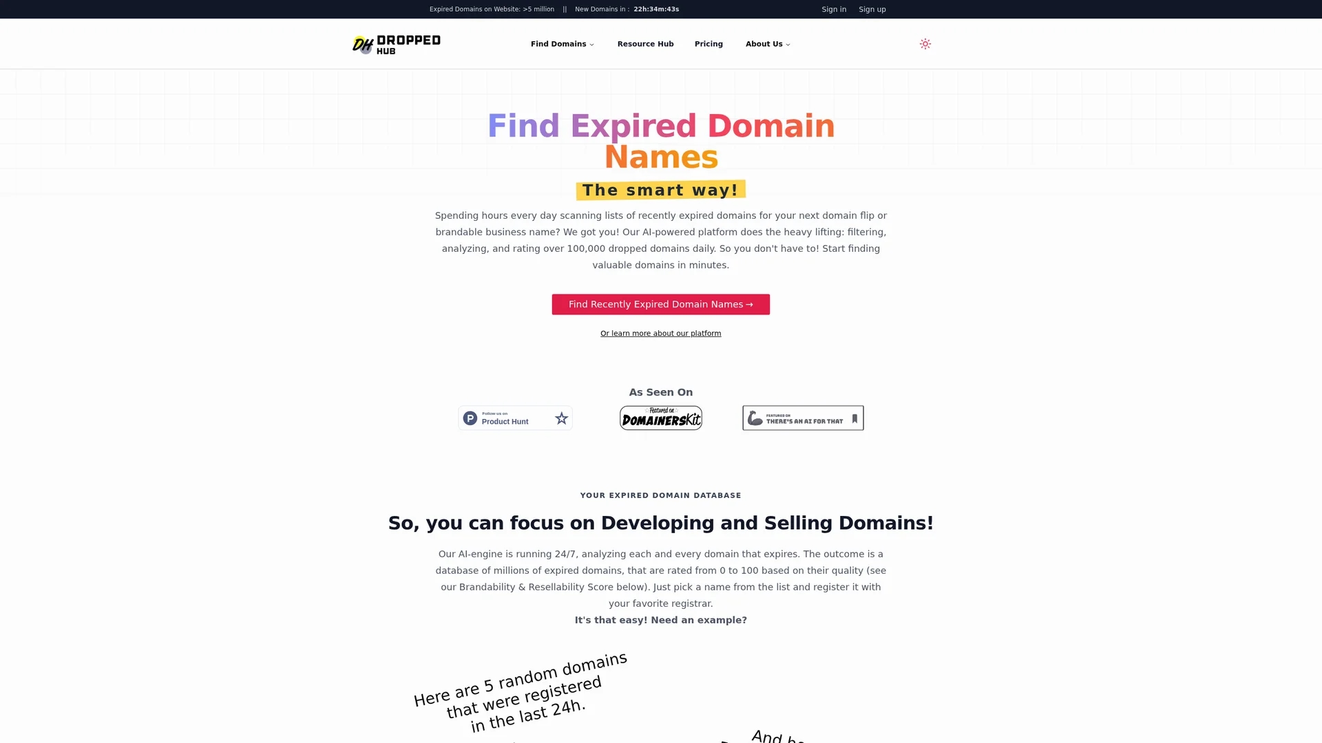 dropped-hub homepage