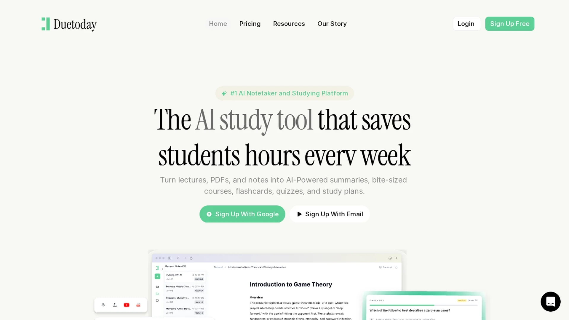 duetoday homepage