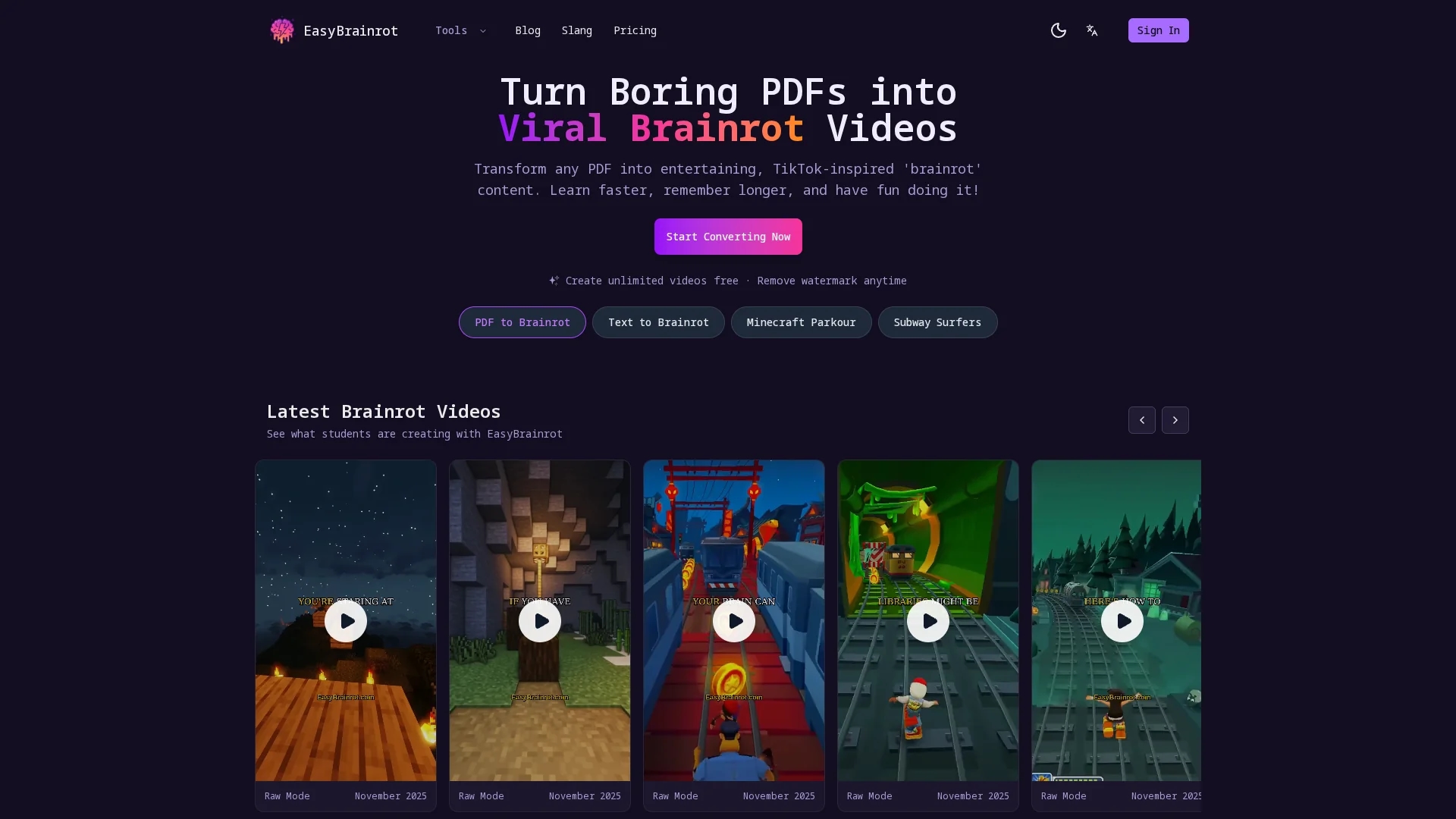 easybrainrot homepage