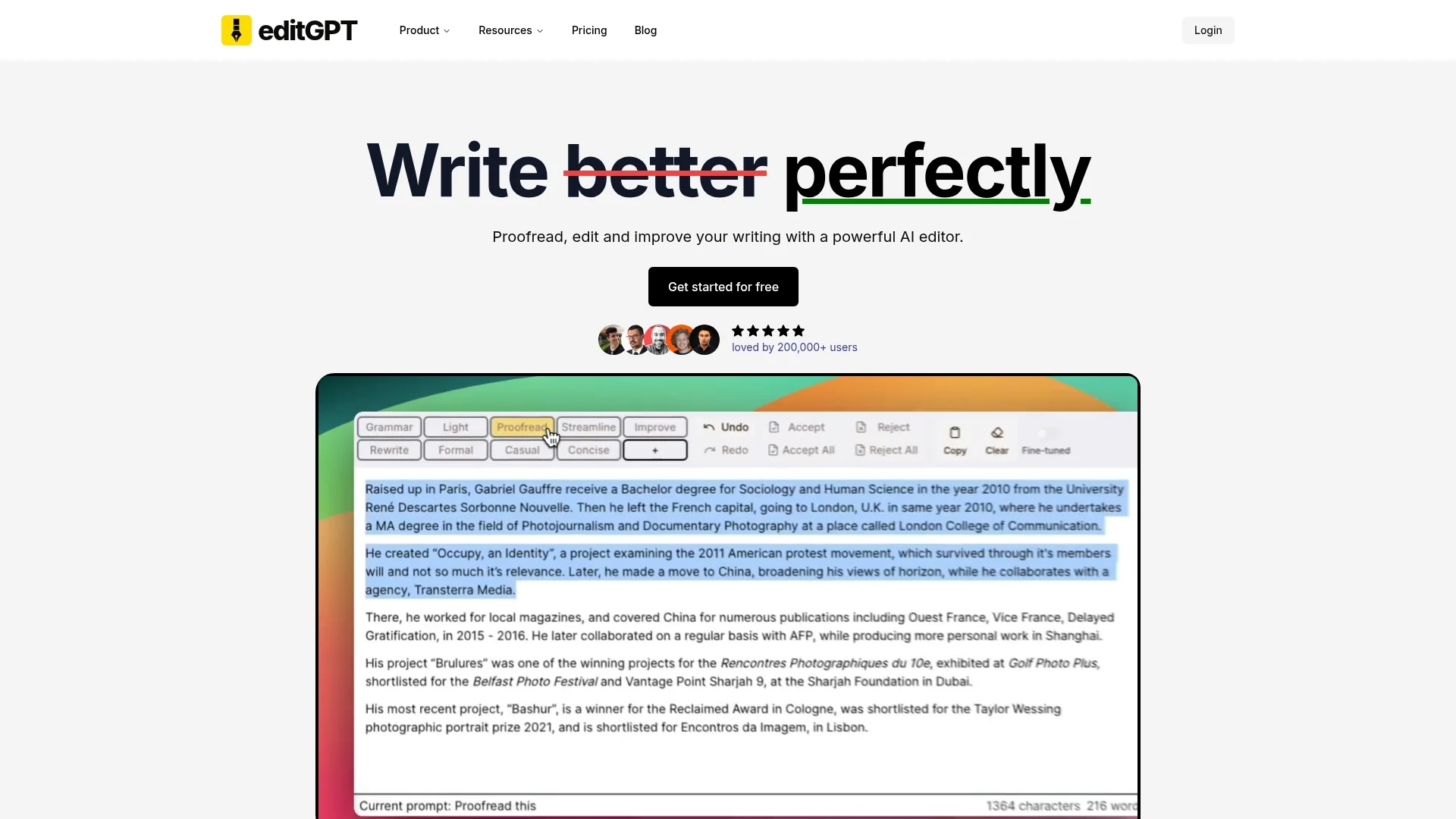 editgpt homepage