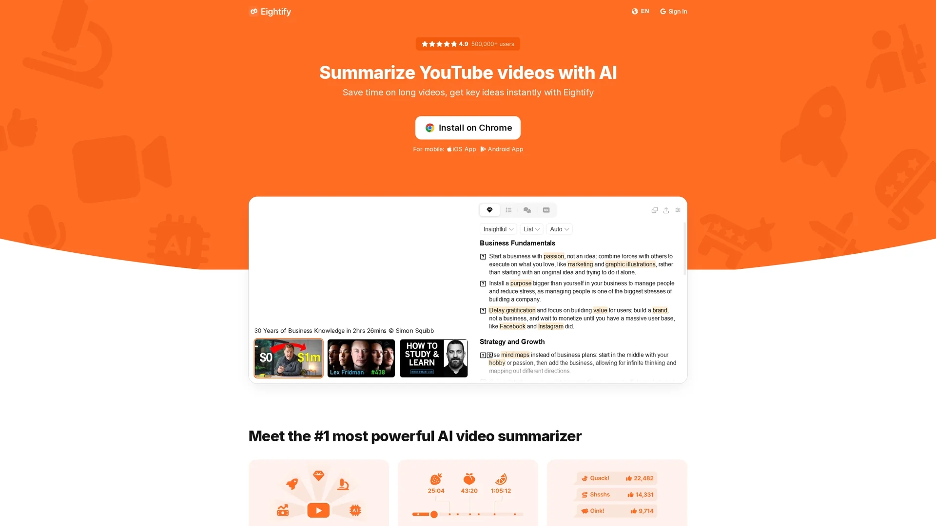 eightify homepage