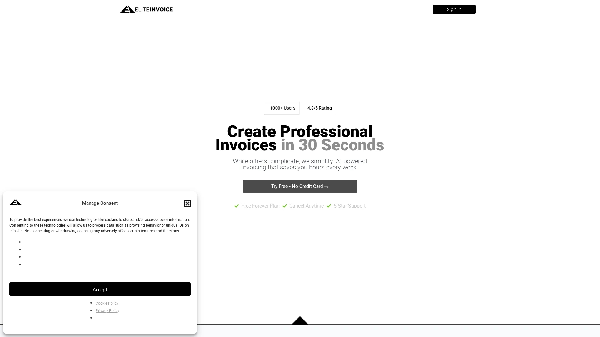eliteinvoice homepage