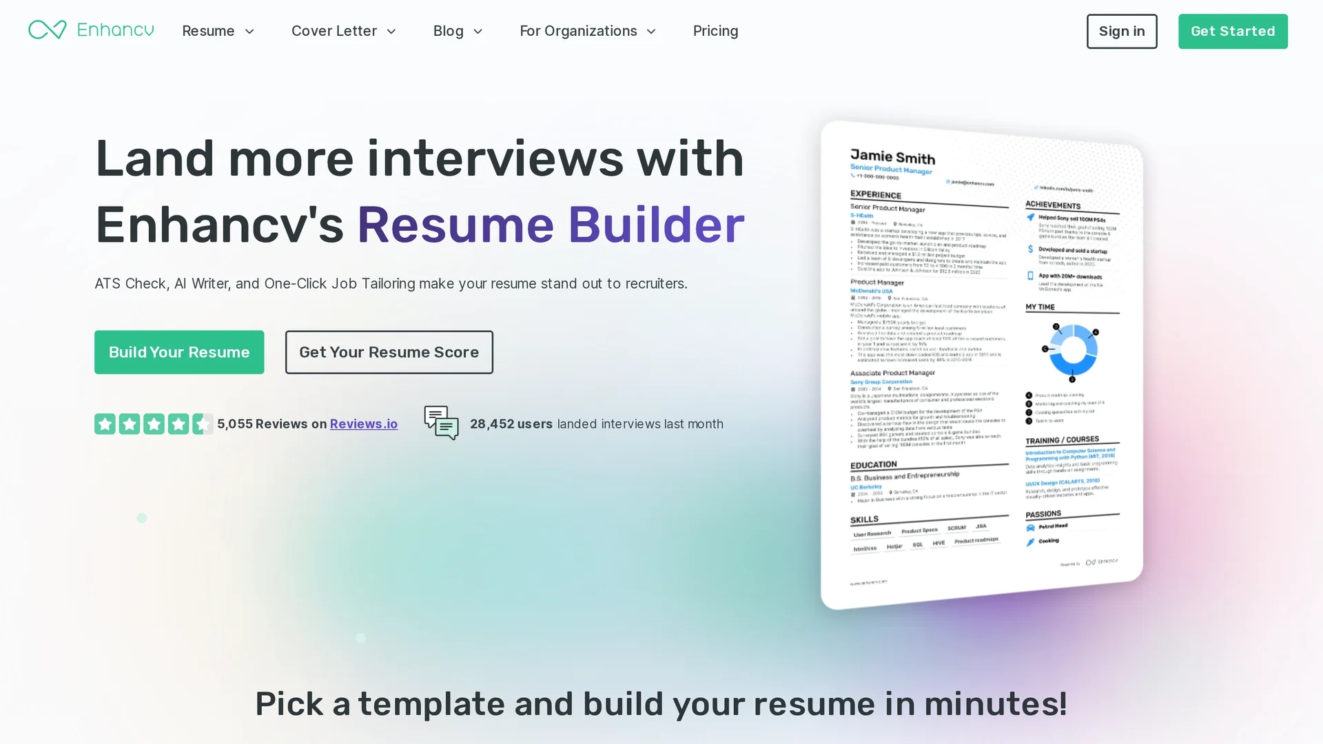 enhancv homepage