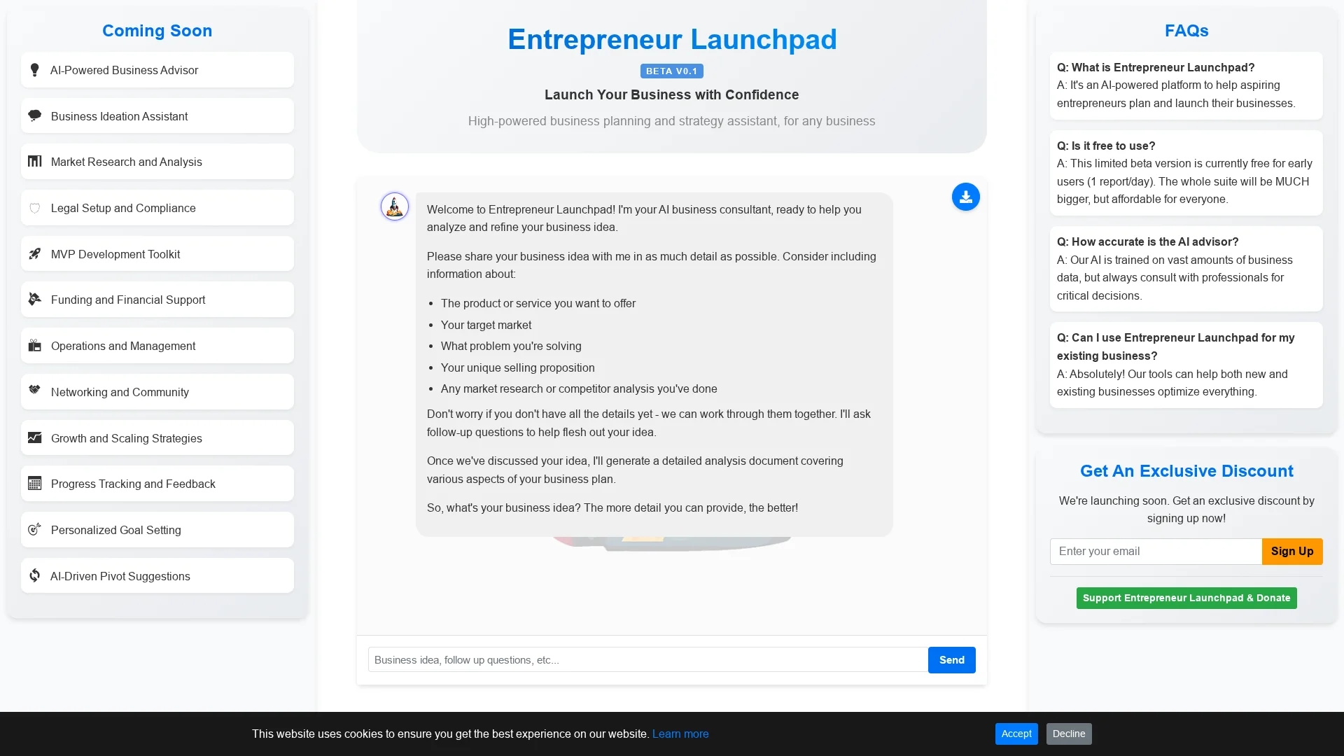 entrepreneur-launchpad homepage