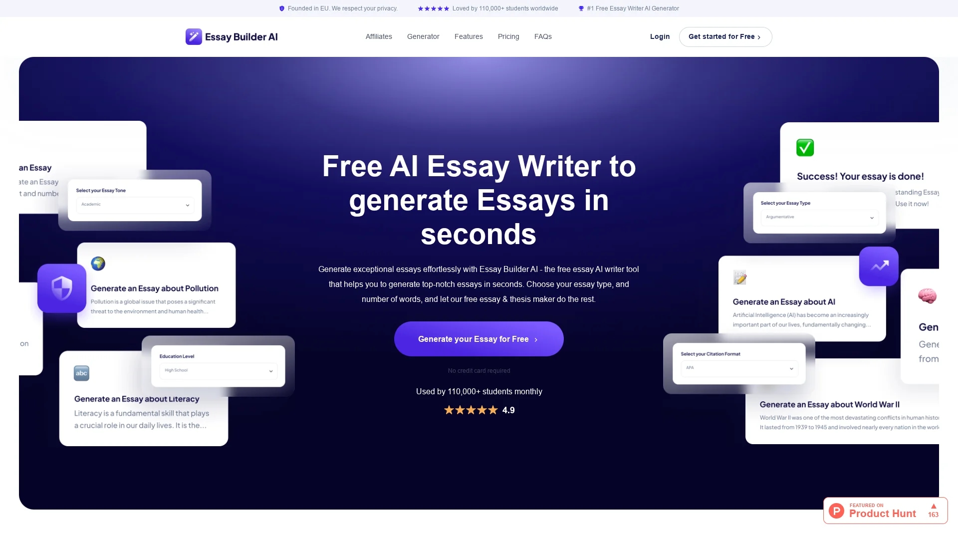 essay-builder-ai homepage