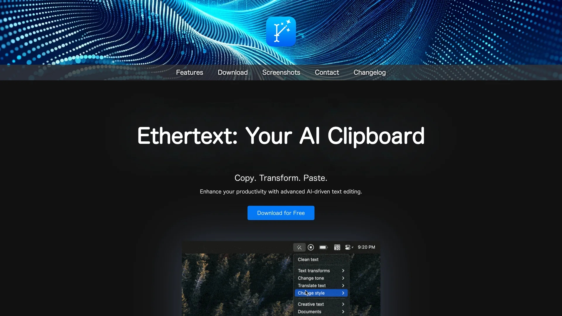 ethertext homepage