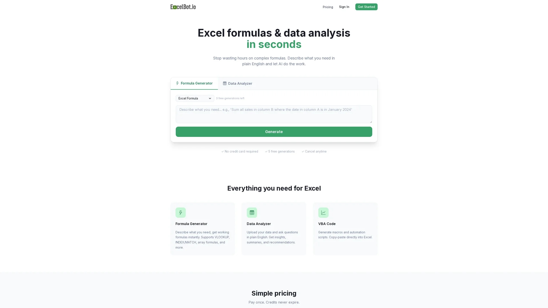 excelbot homepage