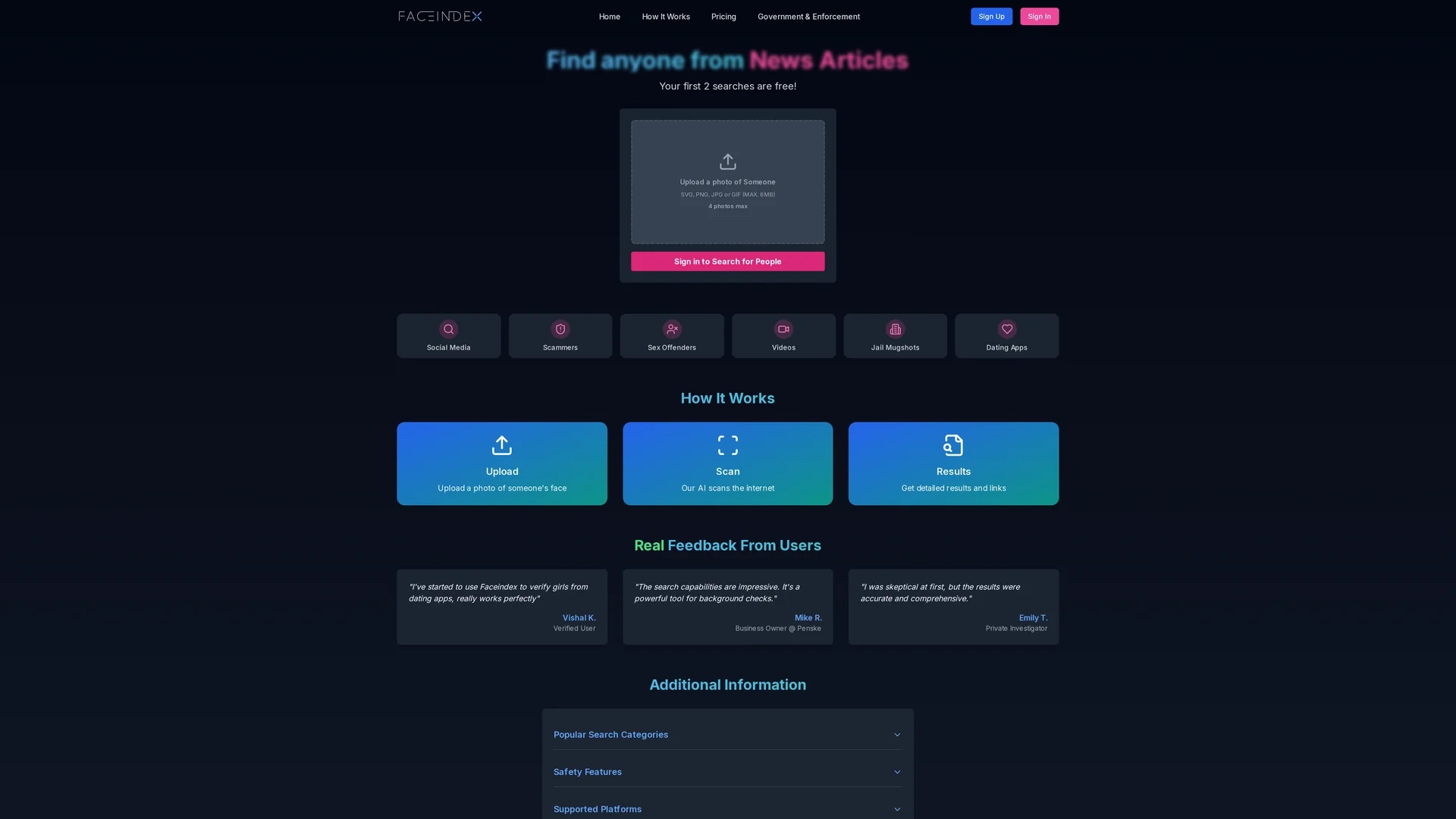 face-index homepage