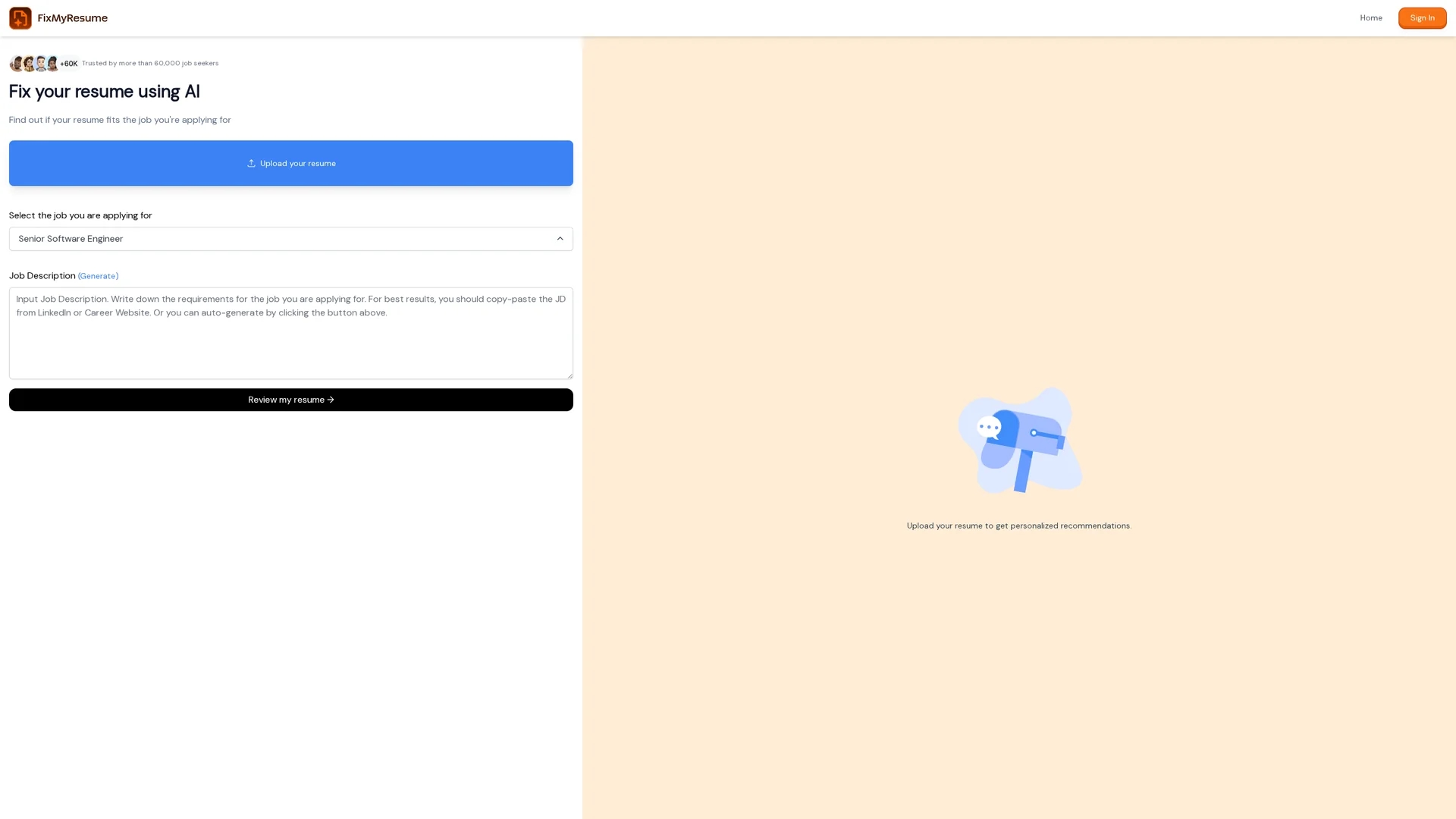 fix-my-resume homepage