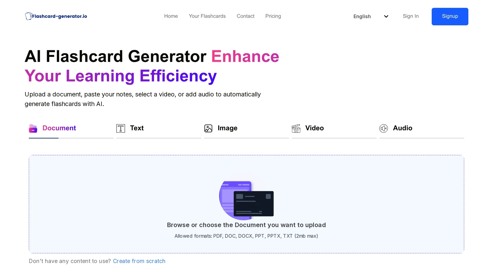 flashcard-generator homepage