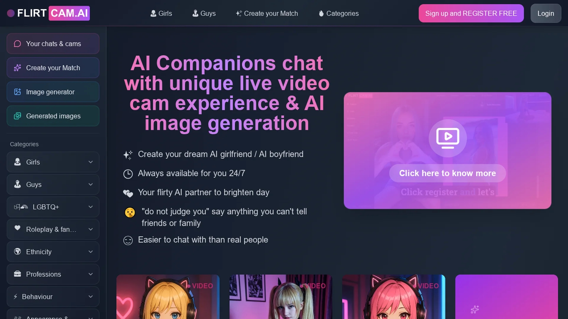 flirtcam-ai homepage