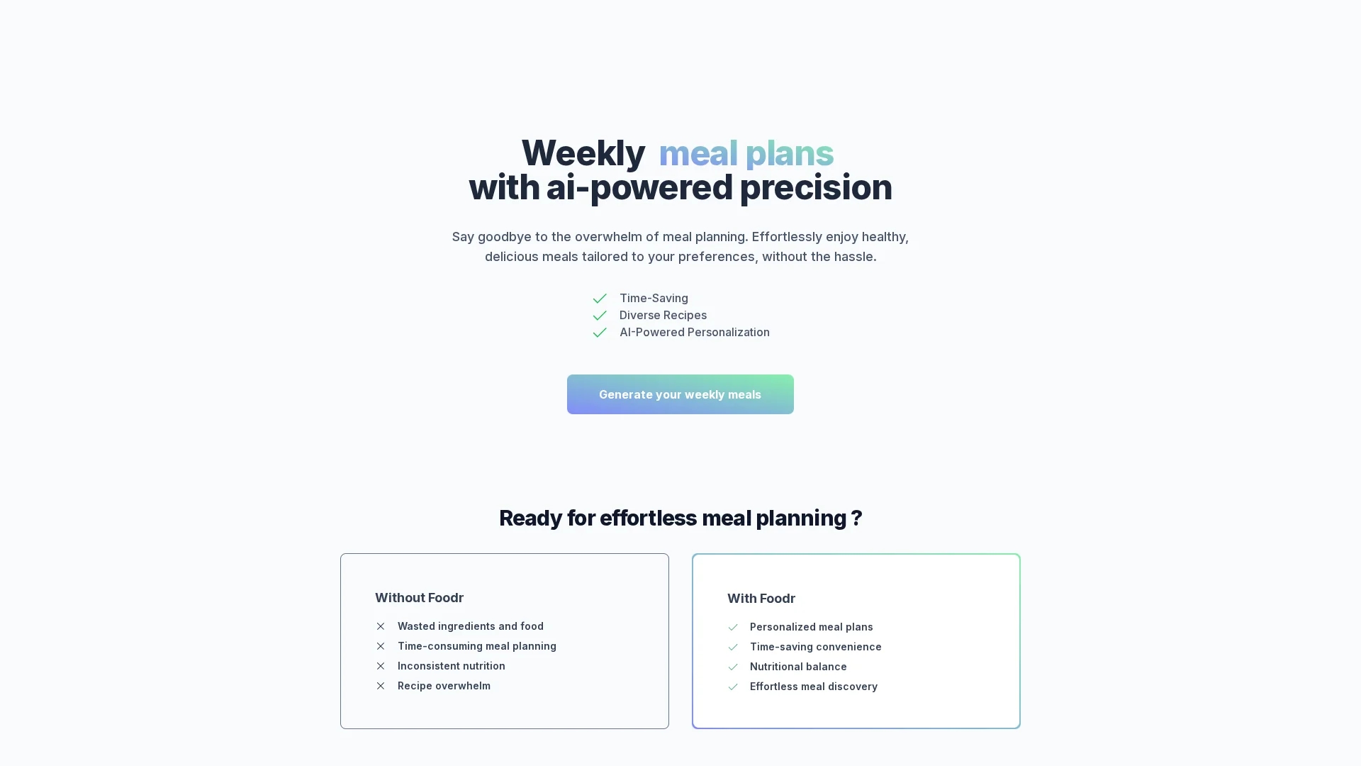 foodr homepage