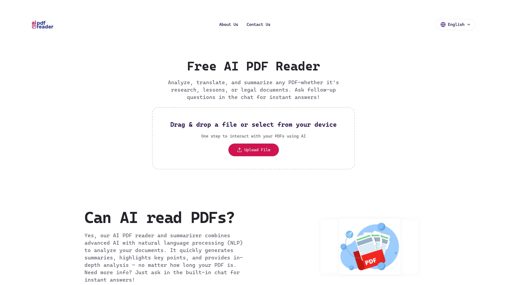 free-ai-pdf-reader homepage