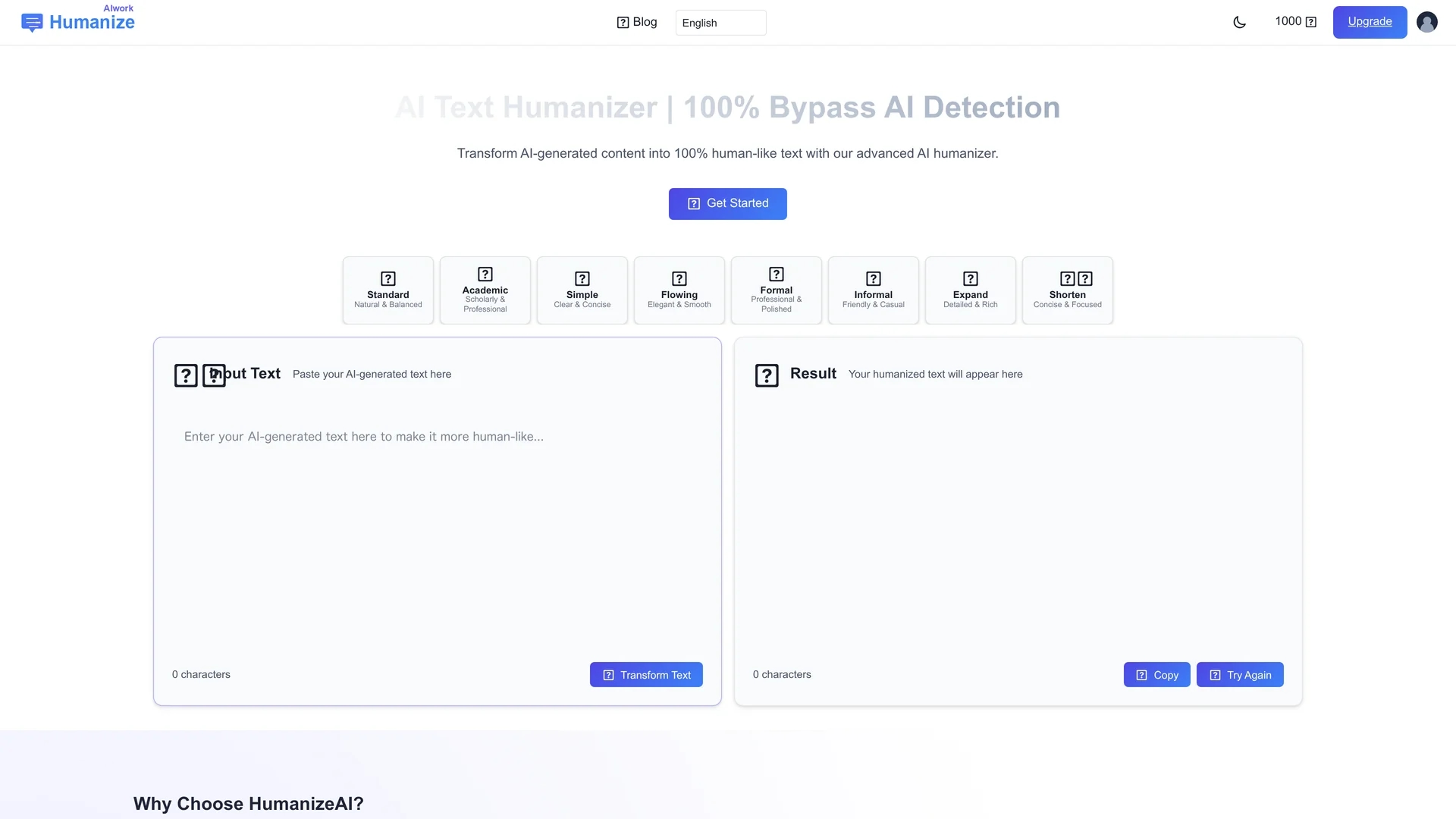 free-humanizeaiwork homepage