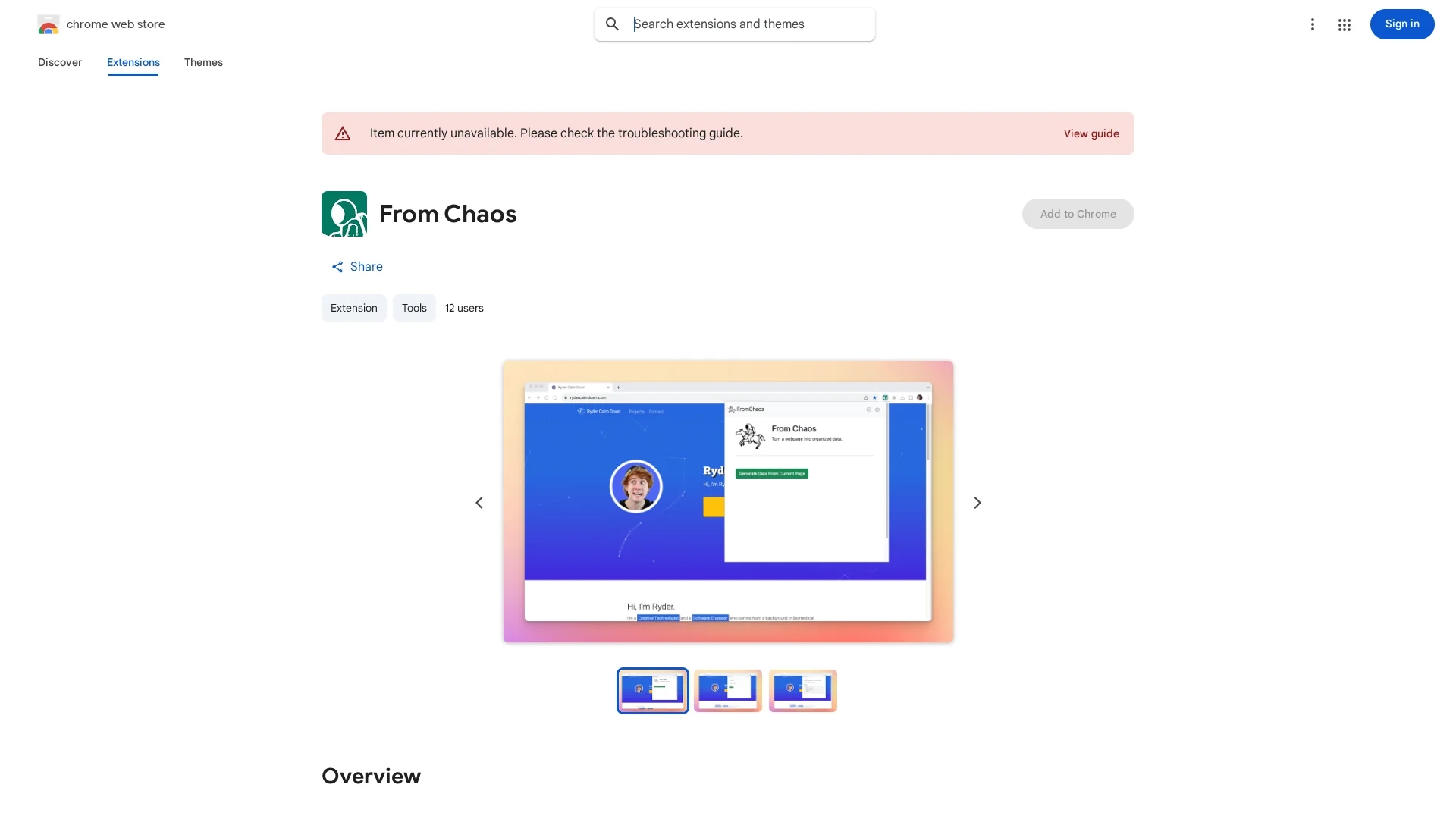 from-chaos homepage