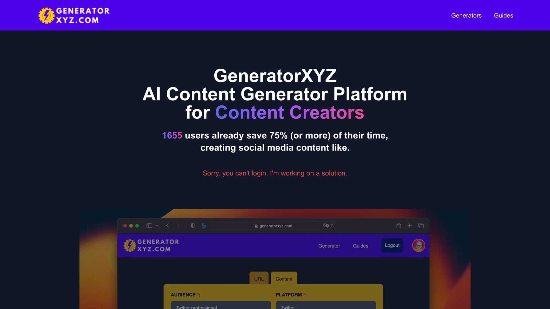 generatorxyz-com homepage