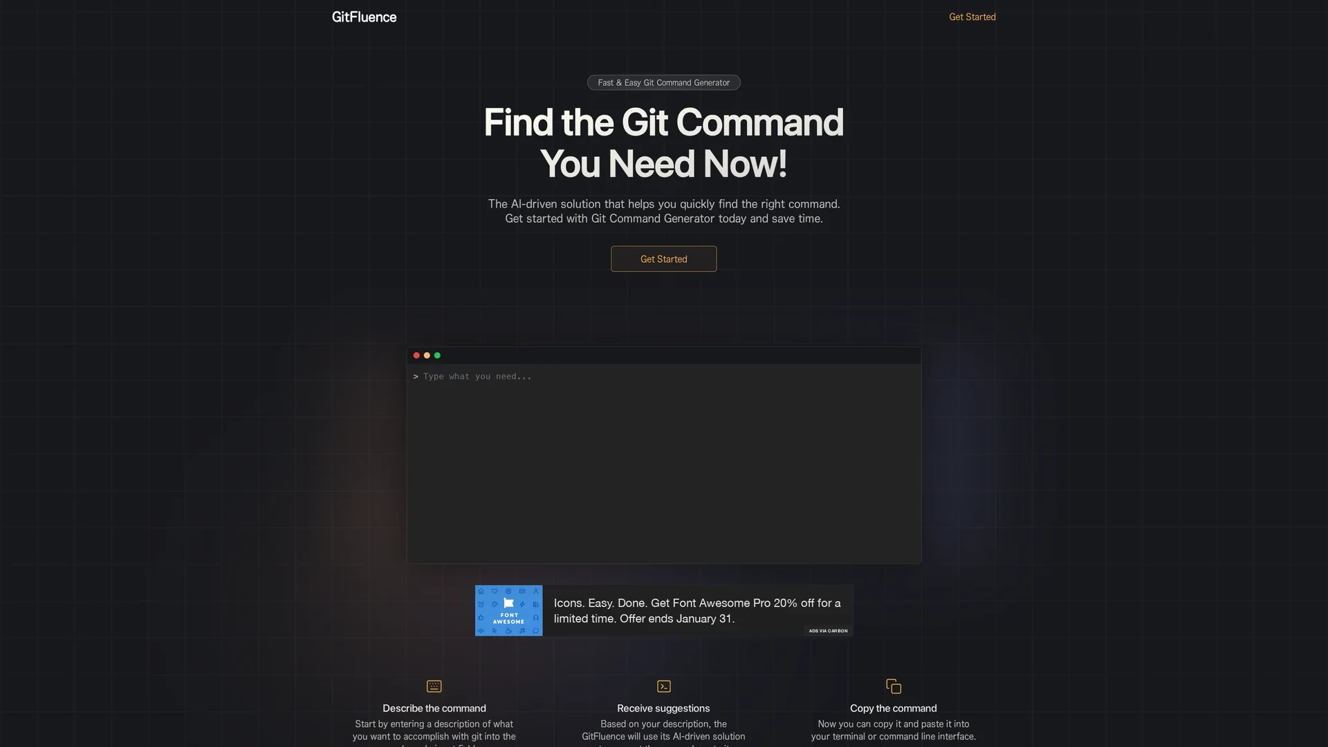 gitfluence homepage