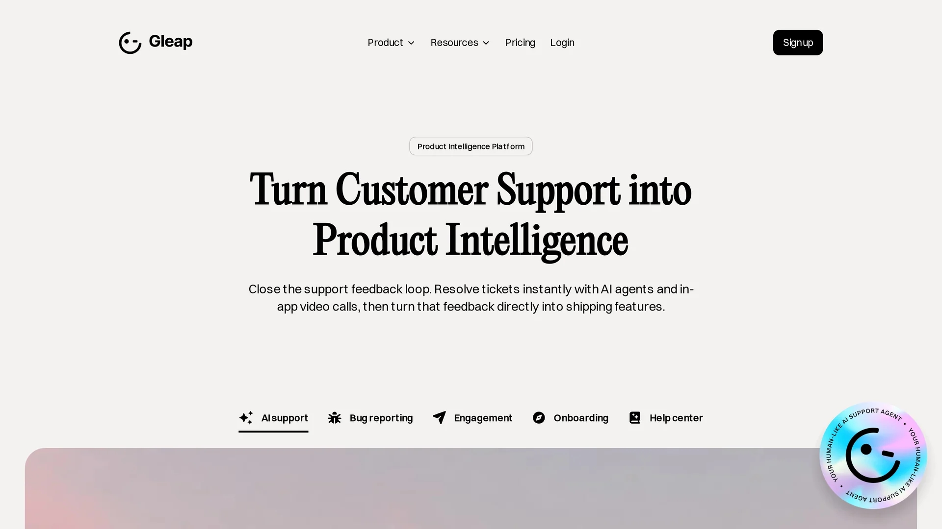 gleap-io homepage